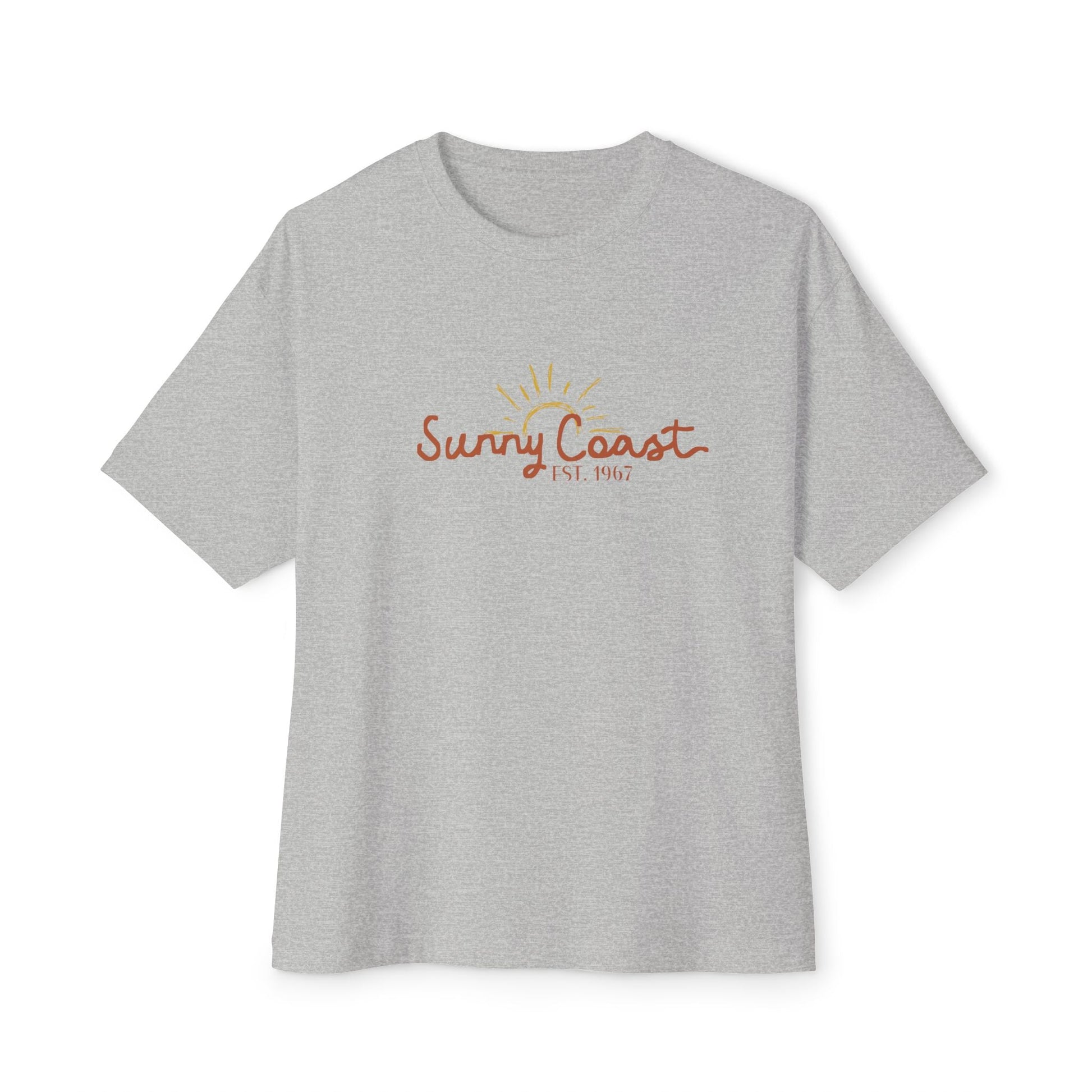 Sunny Coast Vintage Unisex Oversized Boxy Tee - Relaxed Fit Graphic Tee for Beach Lovers - Solei Designs