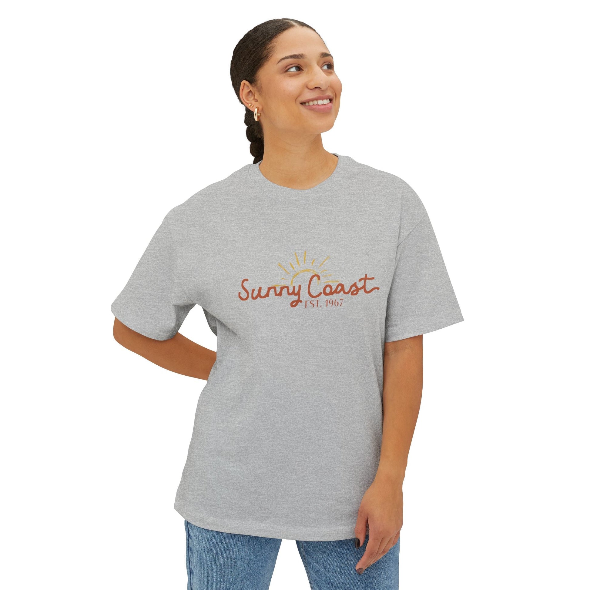 Sunny Coast Vintage Unisex Oversized Boxy Tee - Relaxed Fit Graphic Tee for Beach Lovers - Solei Designs