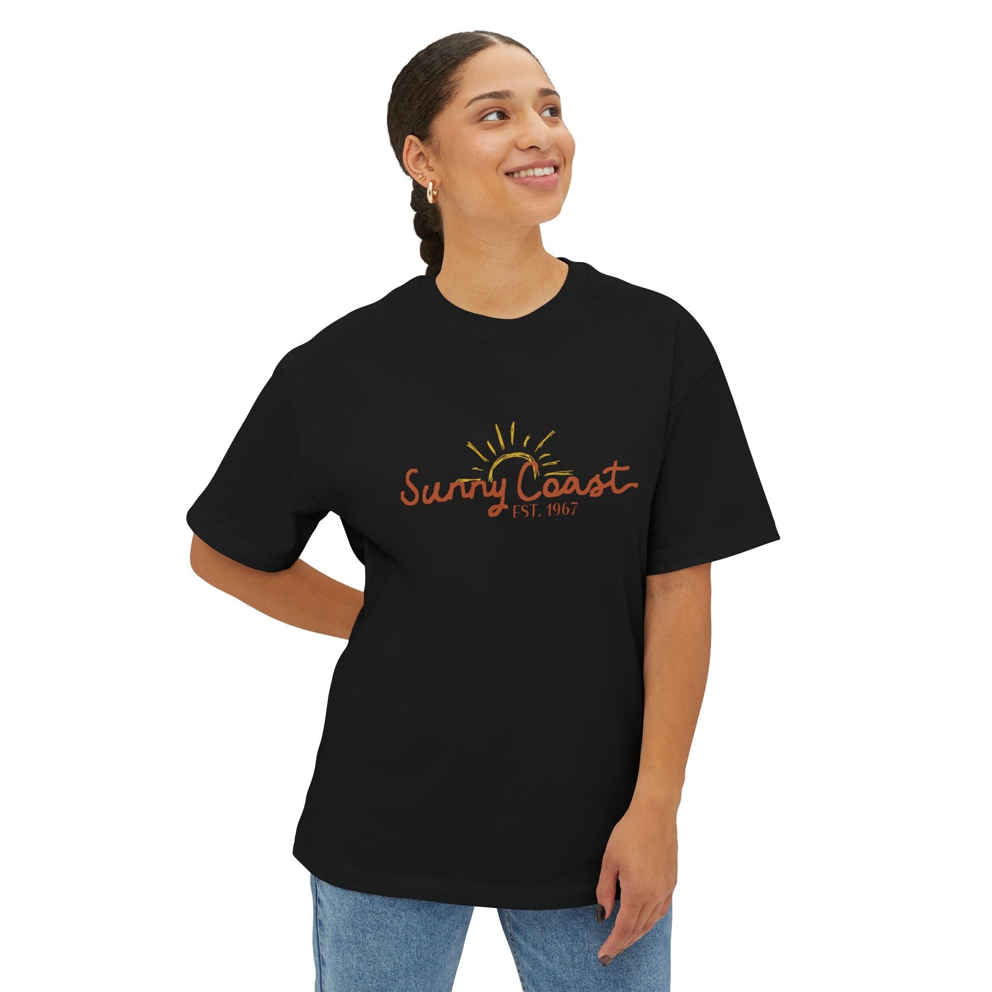 Sunny Coast Vintage Unisex Oversized Boxy Tee - Relaxed Fit Graphic Tee for Beach Lovers - Solei Designs