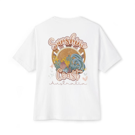 Sunny Coast Vintage Unisex Oversized Boxy Tee - Relaxed Fit Graphic Tee for Beach Lovers - Solei Designs
