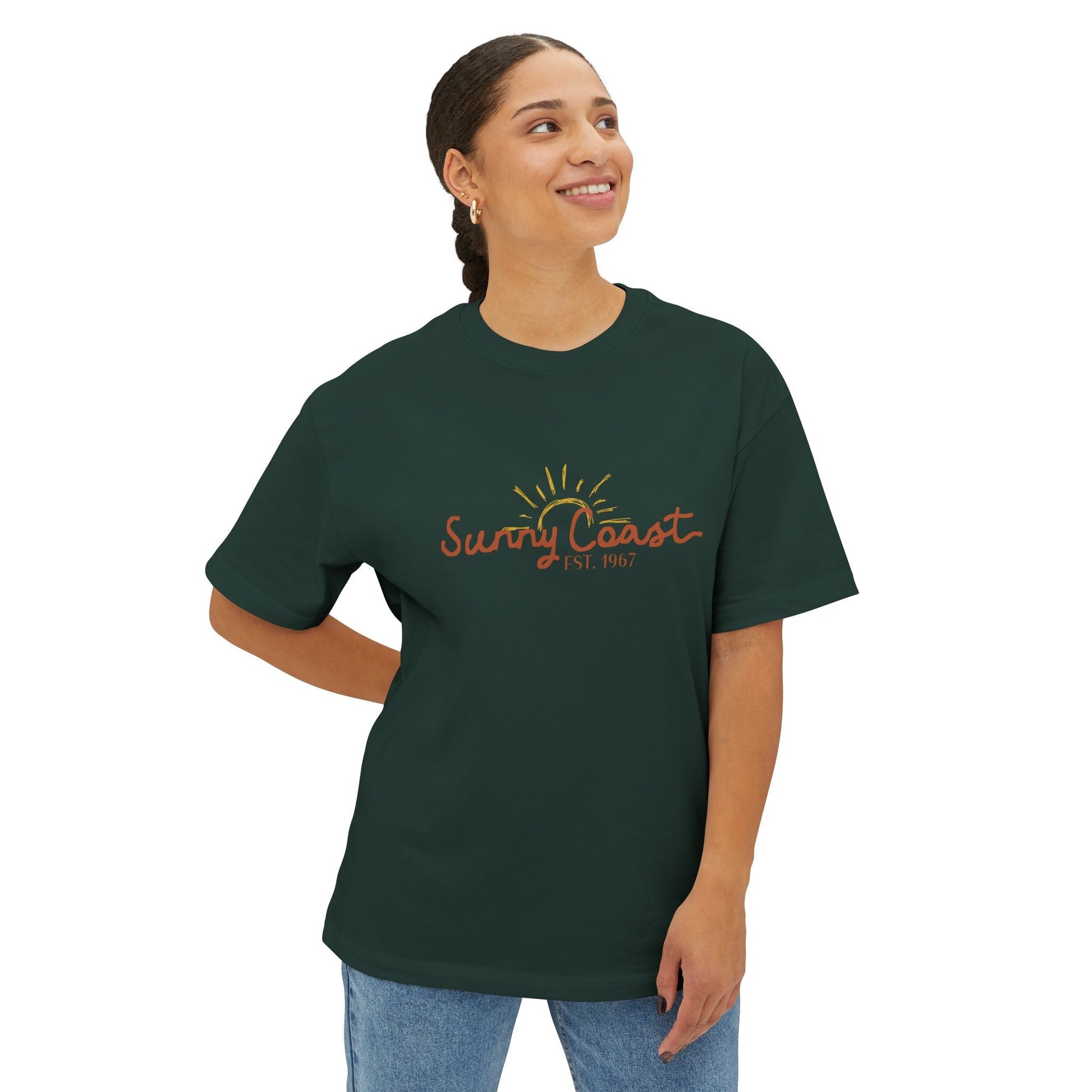 Sunny Coast Vintage Unisex Oversized Boxy Tee - Relaxed Fit Graphic Tee for Beach Lovers - Solei Designs