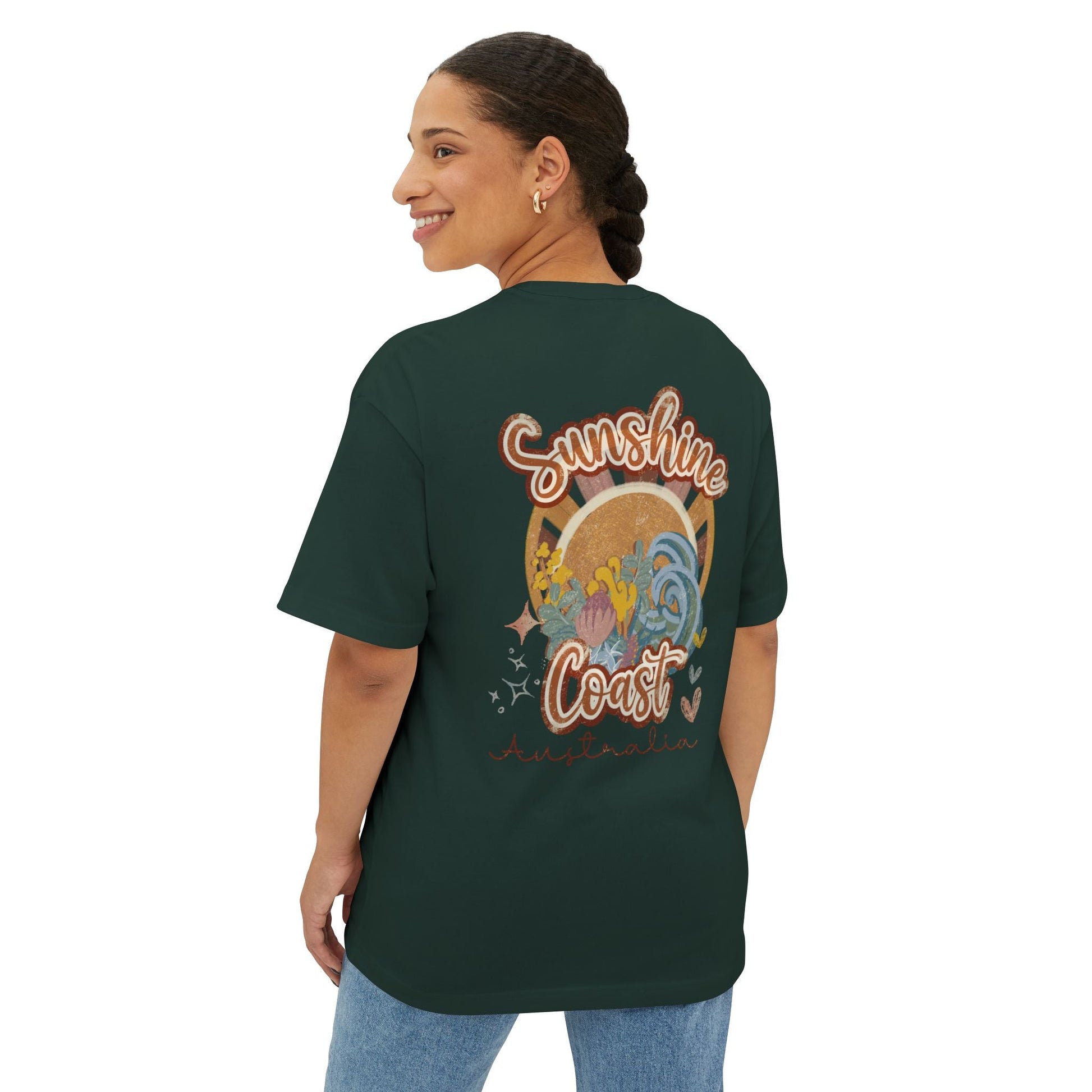 Sunny Coast Vintage Unisex Oversized Boxy Tee - Relaxed Fit Graphic Tee for Beach Lovers - Solei Designs