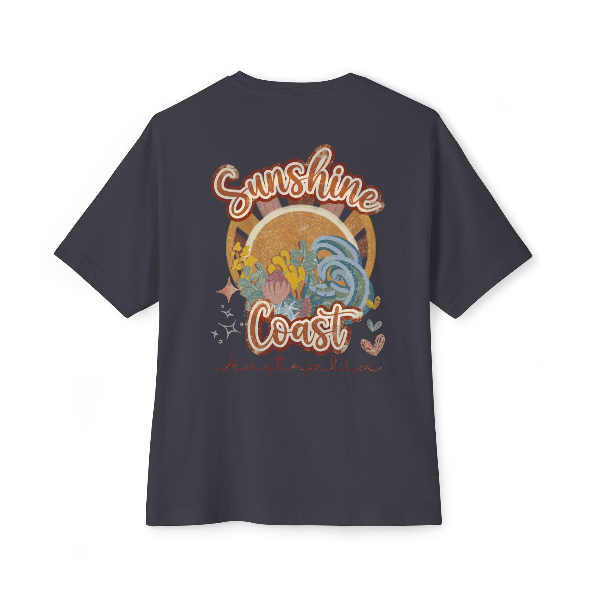 Sunny Coast Vintage Unisex Oversized Boxy Tee - Relaxed Fit Graphic Tee for Beach Lovers - Solei Designs