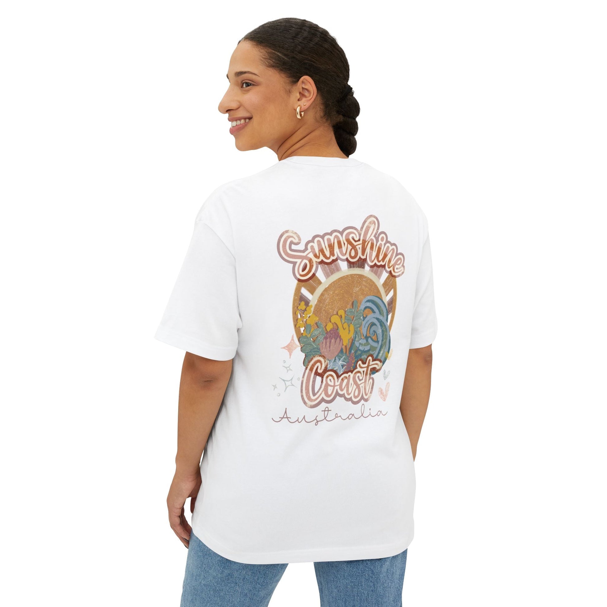 Sunny Coast Vintage Unisex Oversized Boxy Tee - Relaxed Fit Graphic Tee for Beach Lovers - Solei Designs