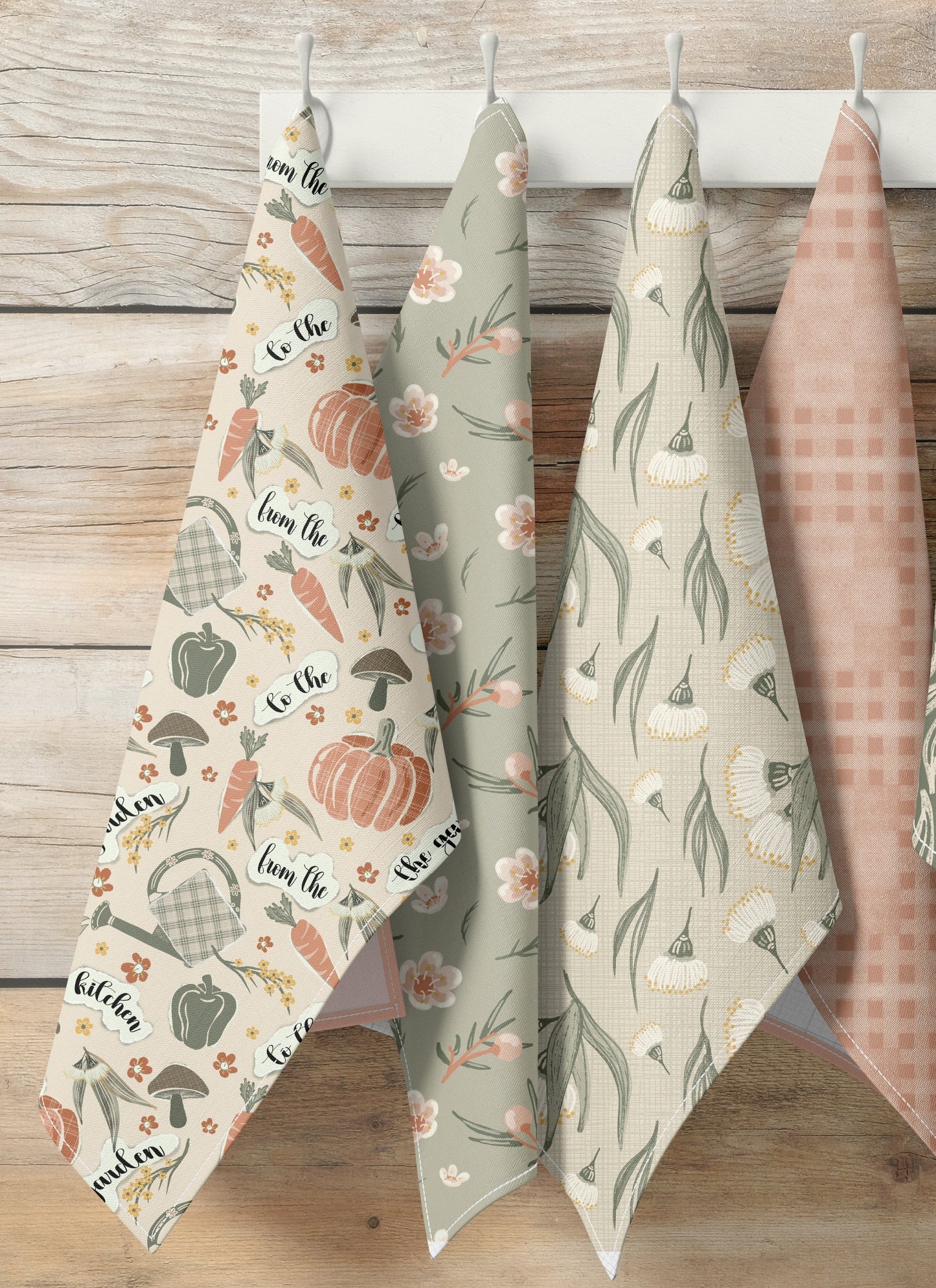 The Homestead Collection - SET OF FOUR (4) - 100% Cotton Kitchen Tea Towel Set - Solei Designs