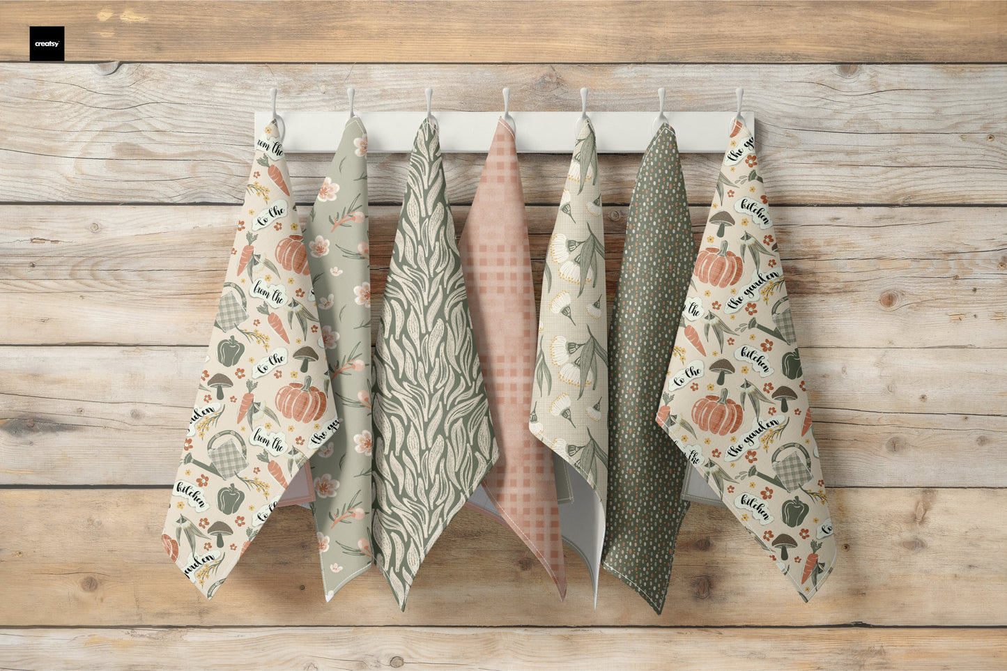 The Homestead Collection - SET OF SEVEN (7) - 100% Cotton Kitchen Tea Towel Set - Solei Designs