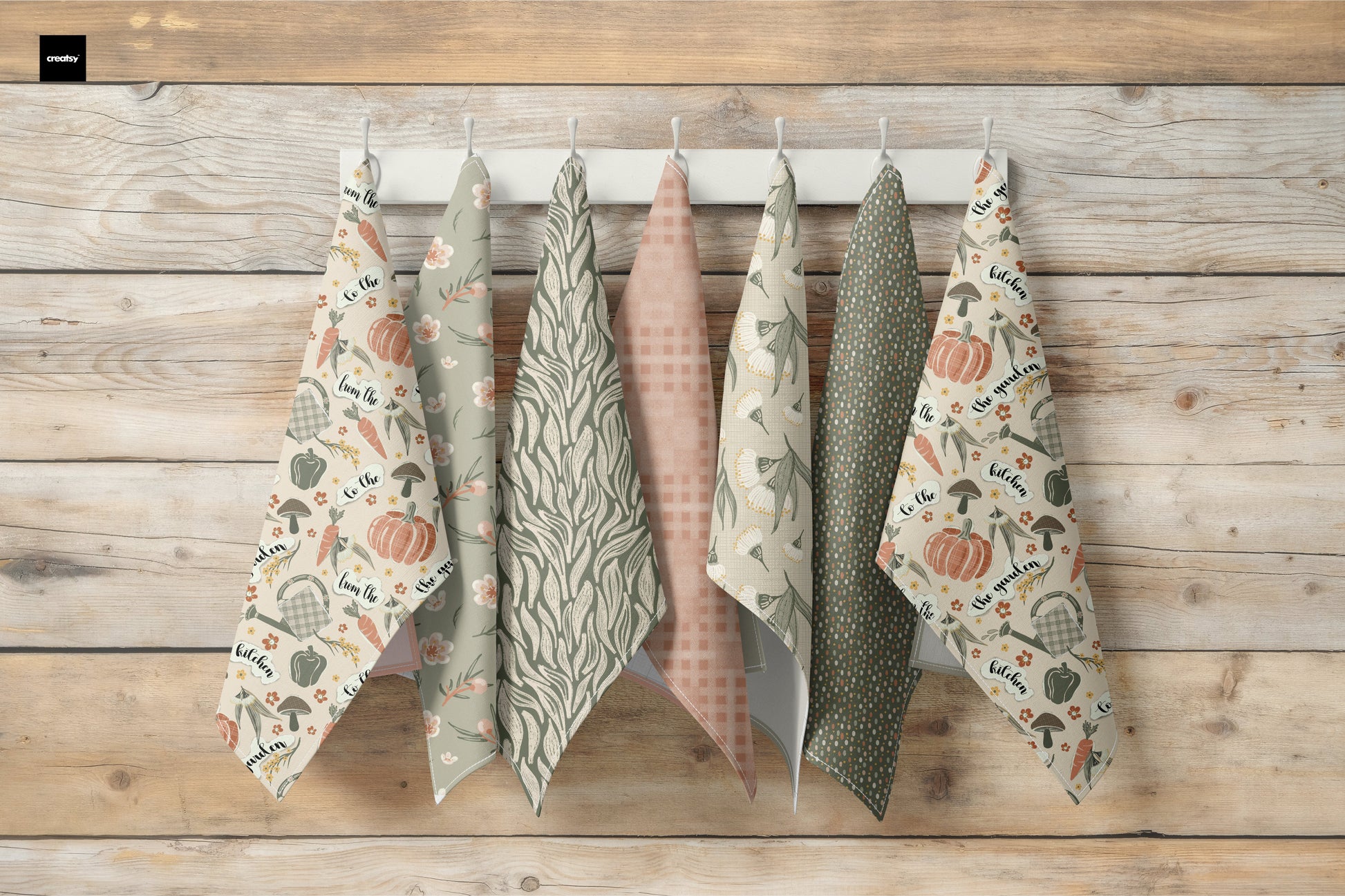 The Homestead Collection - SET OF SEVEN (7) - 100% Cotton Kitchen Tea Towel Set - Solei Designs