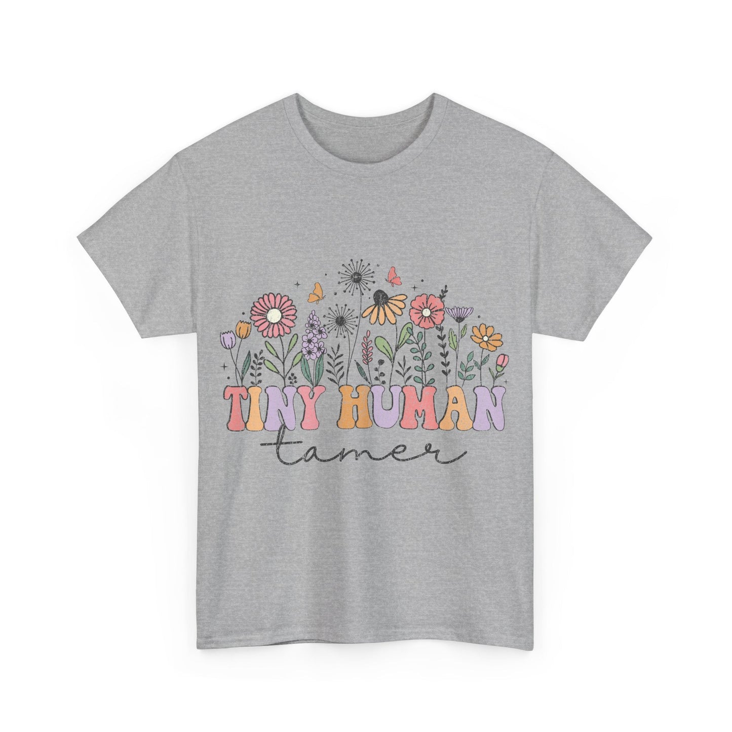 Tiny Human Tamer - rustic floral graphic t shirt design - teacher t shirts - Solei Designs