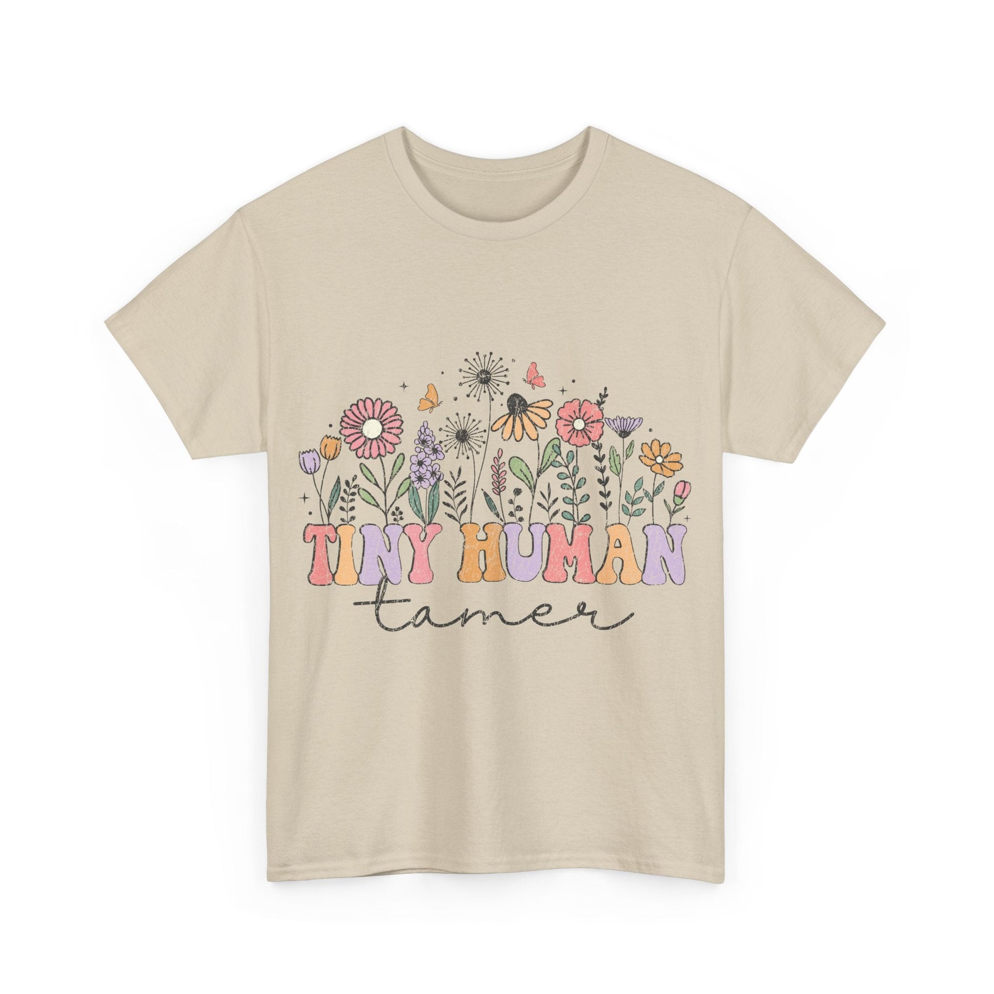 Tiny Human Tamer - rustic floral graphic t shirt design - teacher t shirts - Solei Designs