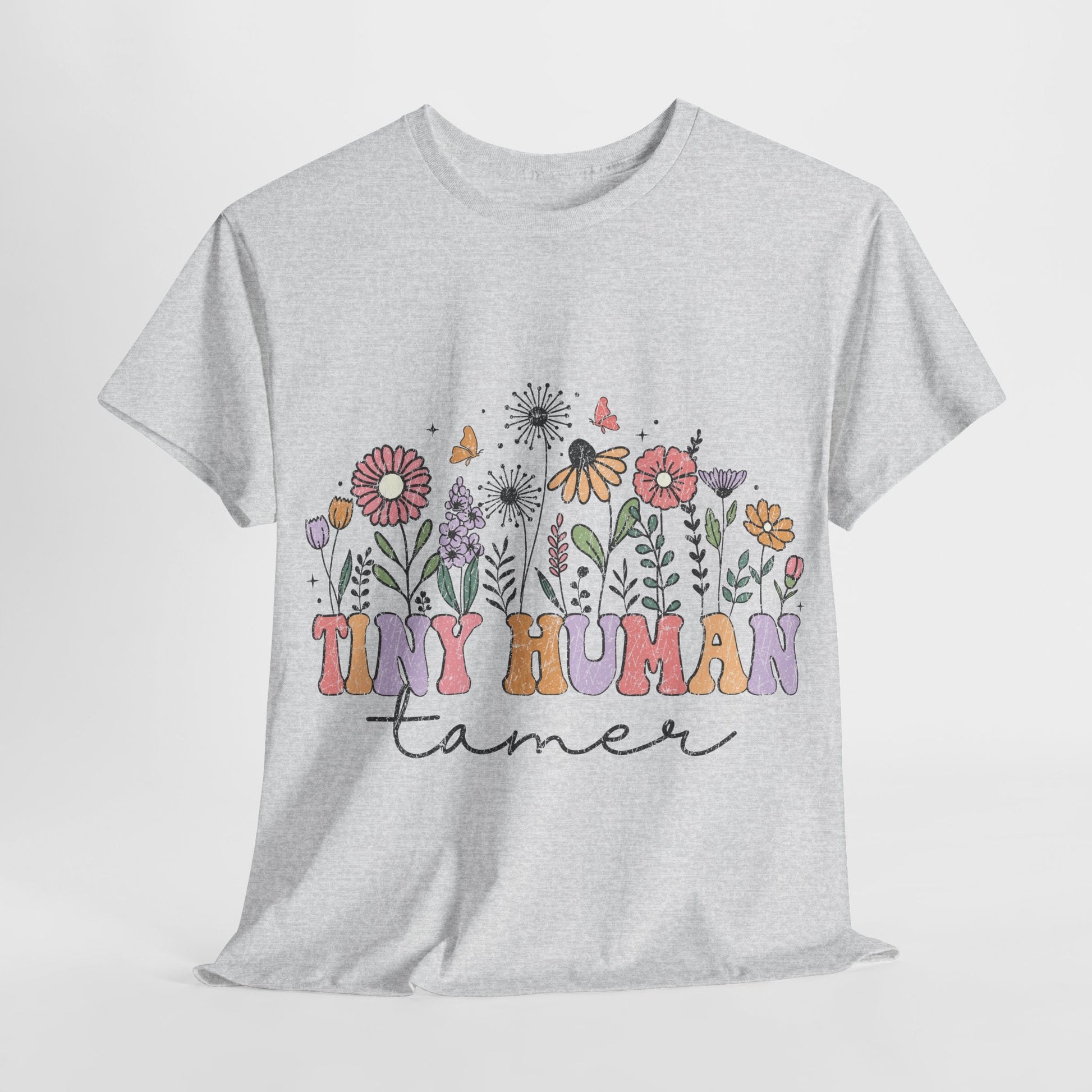 Tiny Human Tamer - rustic floral graphic t shirt design - teacher t shirts - Solei Designs