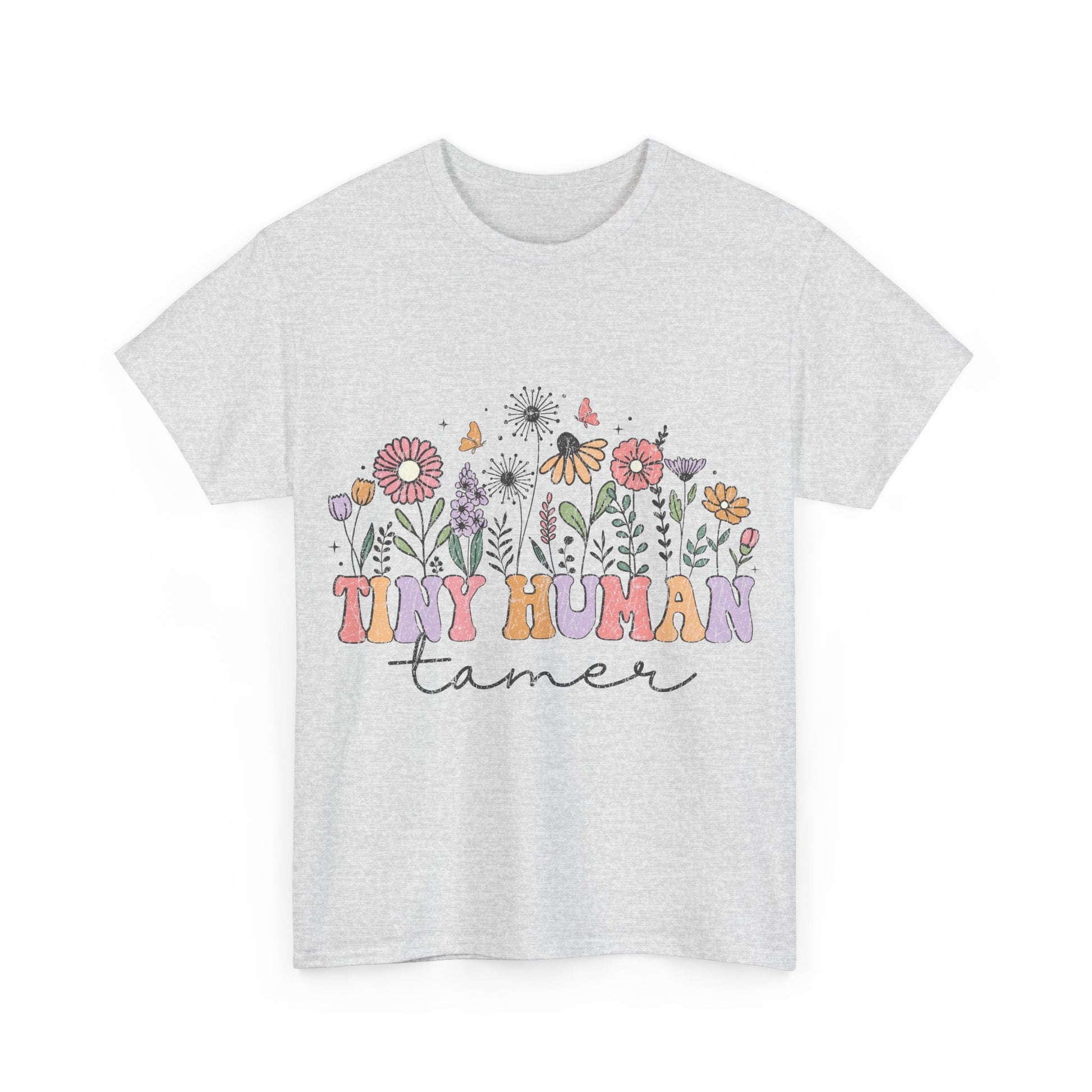 Tiny Human Tamer - rustic floral graphic t shirt design - teacher t shirts - Solei Designs