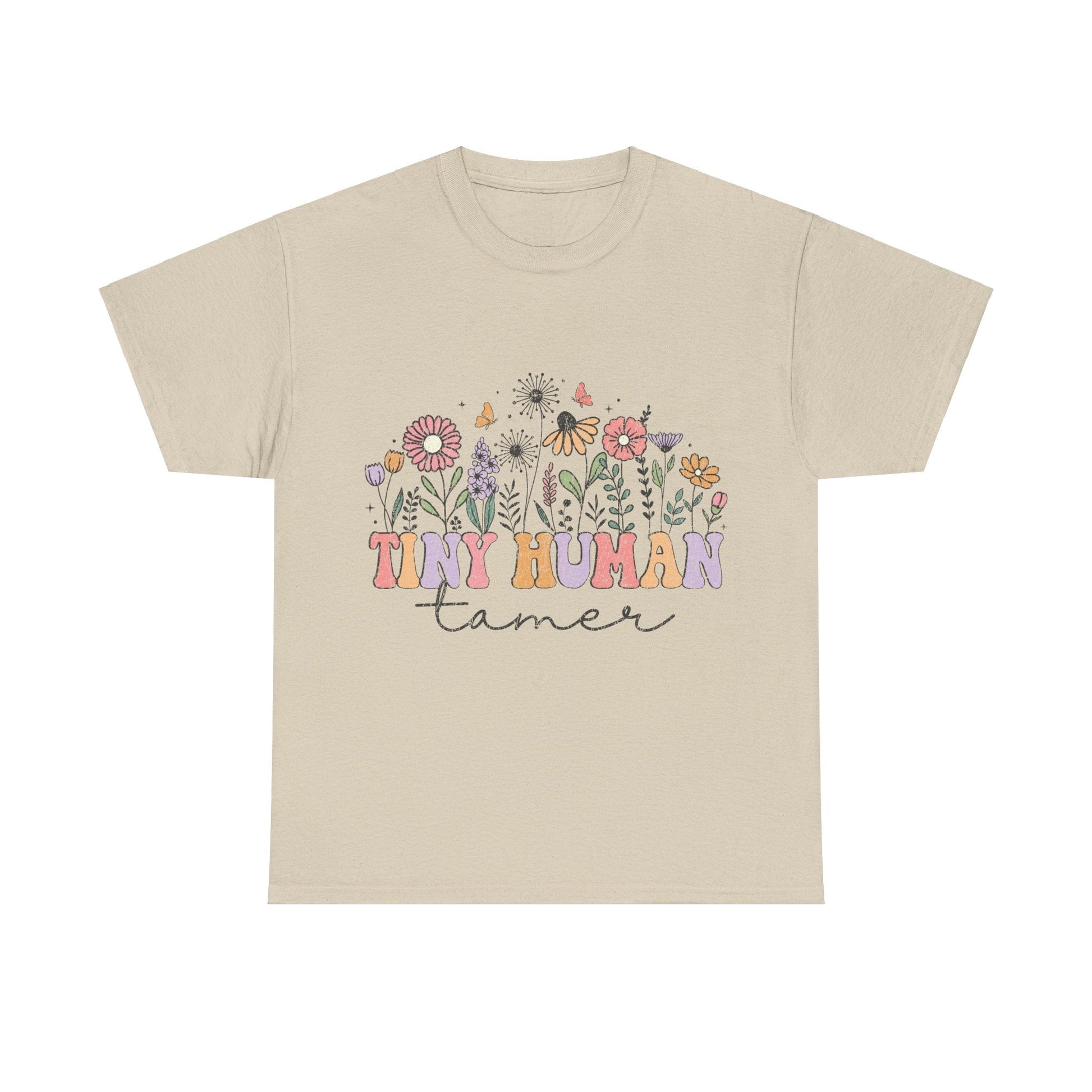 Tiny Human Tamer - rustic floral graphic t shirt design - teacher t shirts - Solei Designs