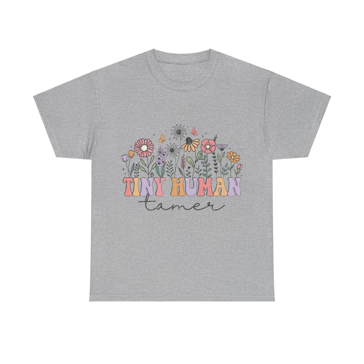 Tiny Human Tamer - rustic floral graphic t shirt design - teacher t shirts - Solei Designs