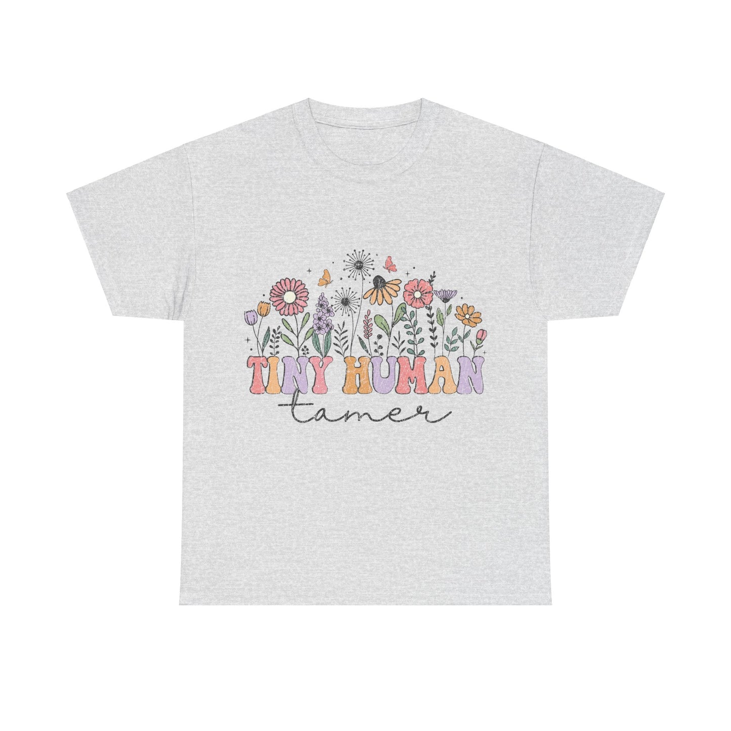 Tiny Human Tamer - rustic floral graphic t shirt design - teacher t shirts - Solei Designs