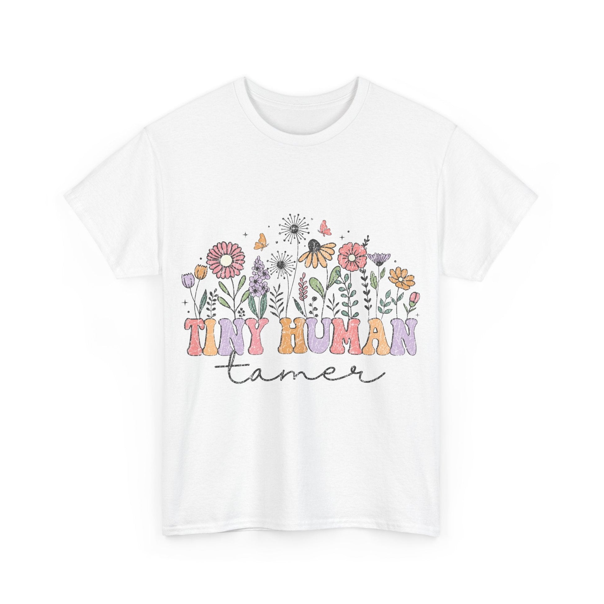 Tiny Human Tamer - rustic floral graphic t shirt design - teacher t shirts - Solei Designs