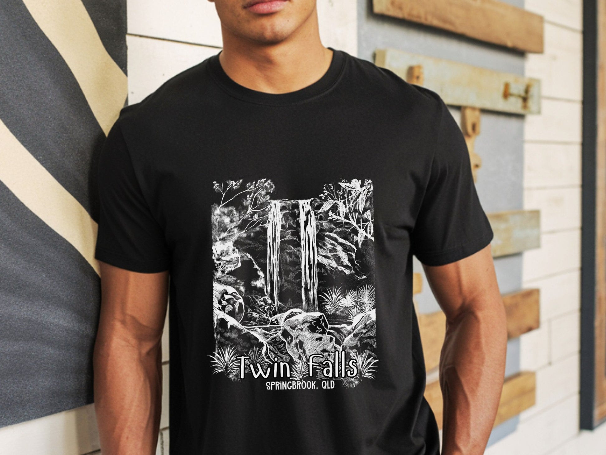 Twin Falls Springbrook QLD custom designed Australian souvenir t shirt - Solei Designs