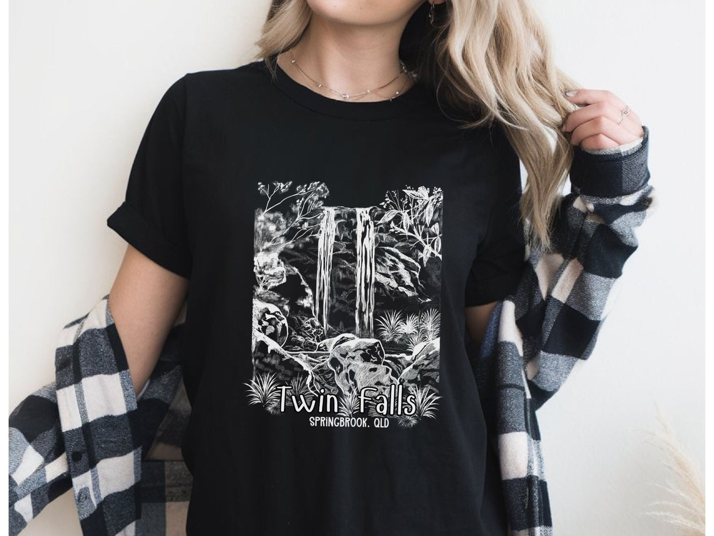 Twin Falls Springbrook QLD custom designed Australian souvenir t shirt - Solei Designs