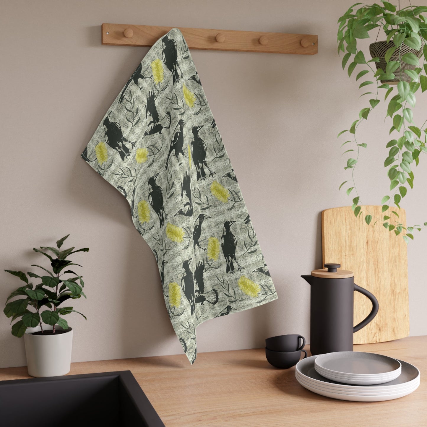 Wattle Dreaming design - Kitchen Tea Towel Design - Solei Designs