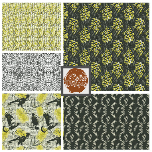 Wattle Dreaming Hand Drawn Seamless Pattern Collection - Solei Designs