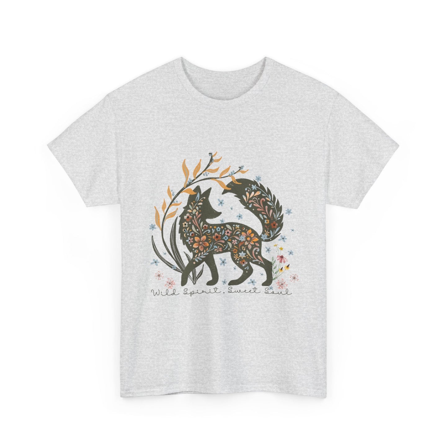 Wild spirit sweet soul whimsical fox graphic t shirt design - custom text available - Solei Designs