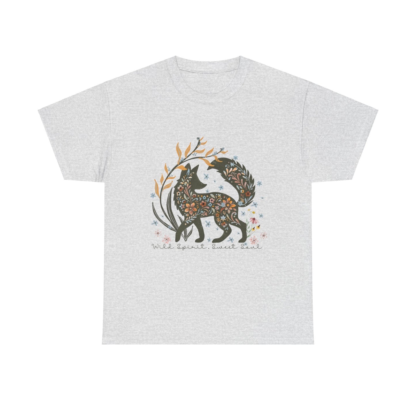 Wild spirit sweet soul whimsical fox graphic t shirt design - custom text available - Solei Designs