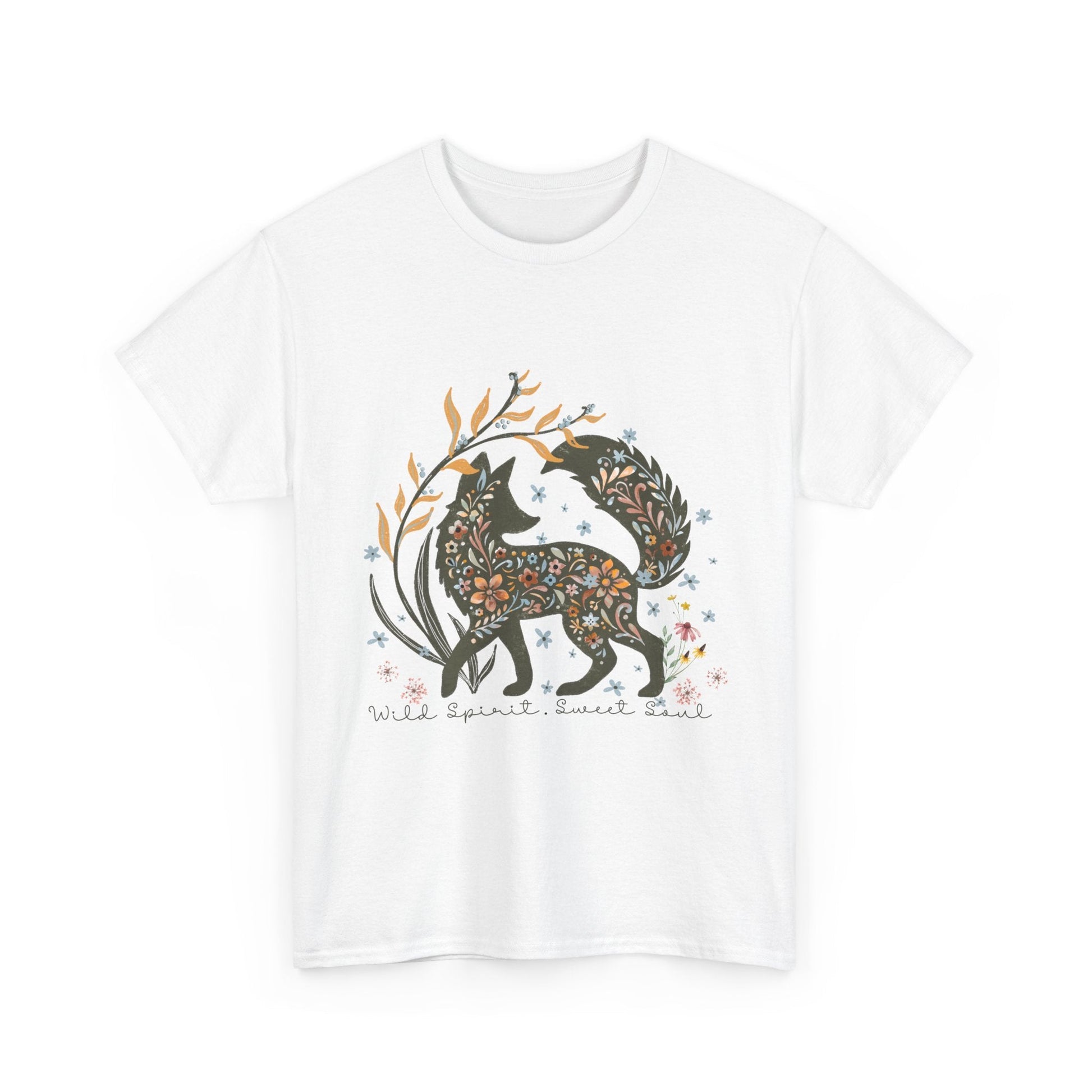 Wild spirit sweet soul whimsical fox graphic t shirt design - custom text available - Solei Designs