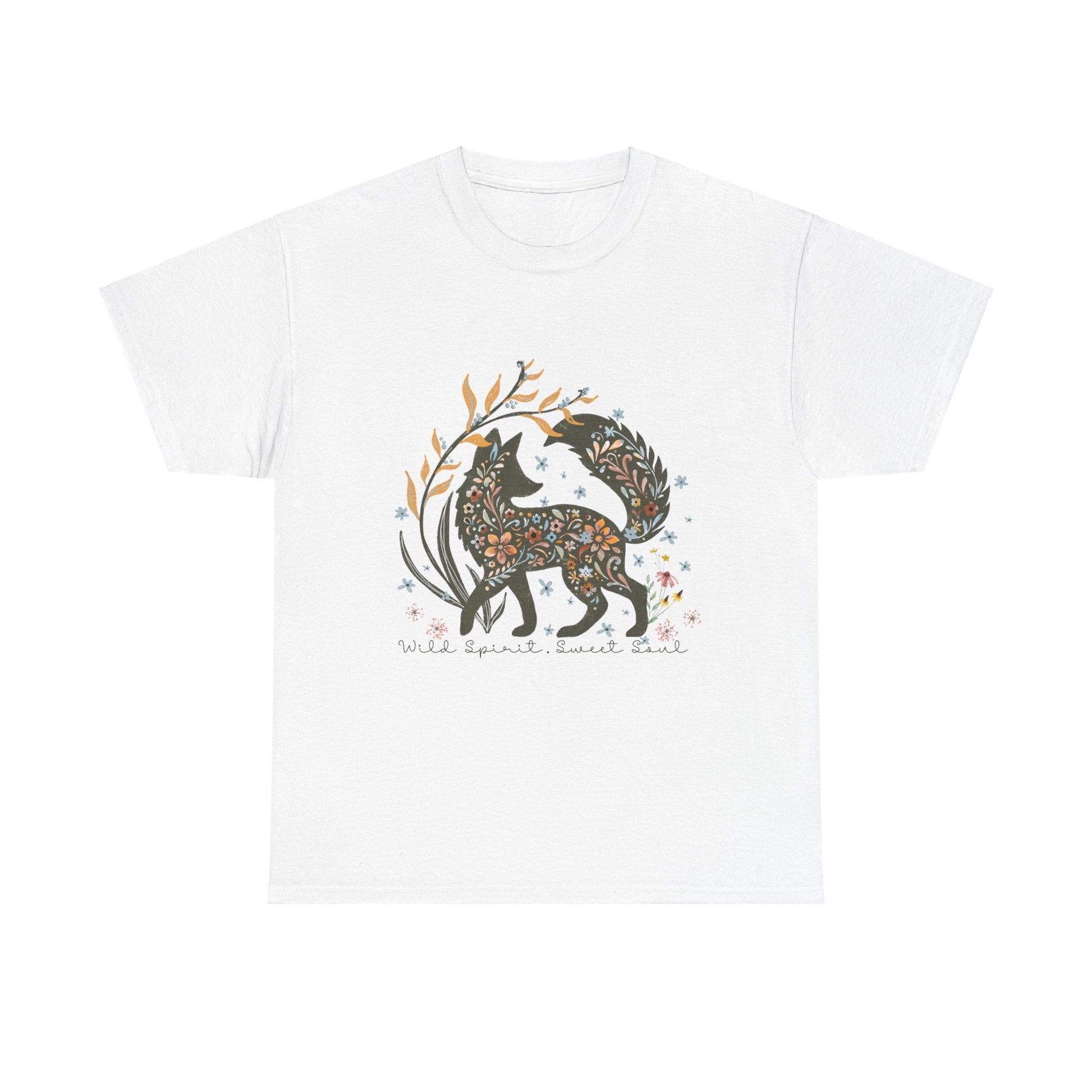 Wild spirit sweet soul whimsical fox graphic t shirt design - custom text available - Solei Designs