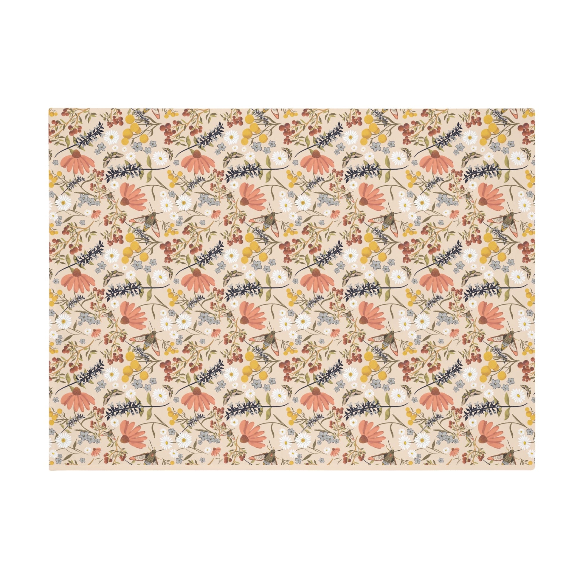Wildflower whimsical pattern plush fleece throw blanket, super soft vintage cottagecore aesthetic - Solei Designs
