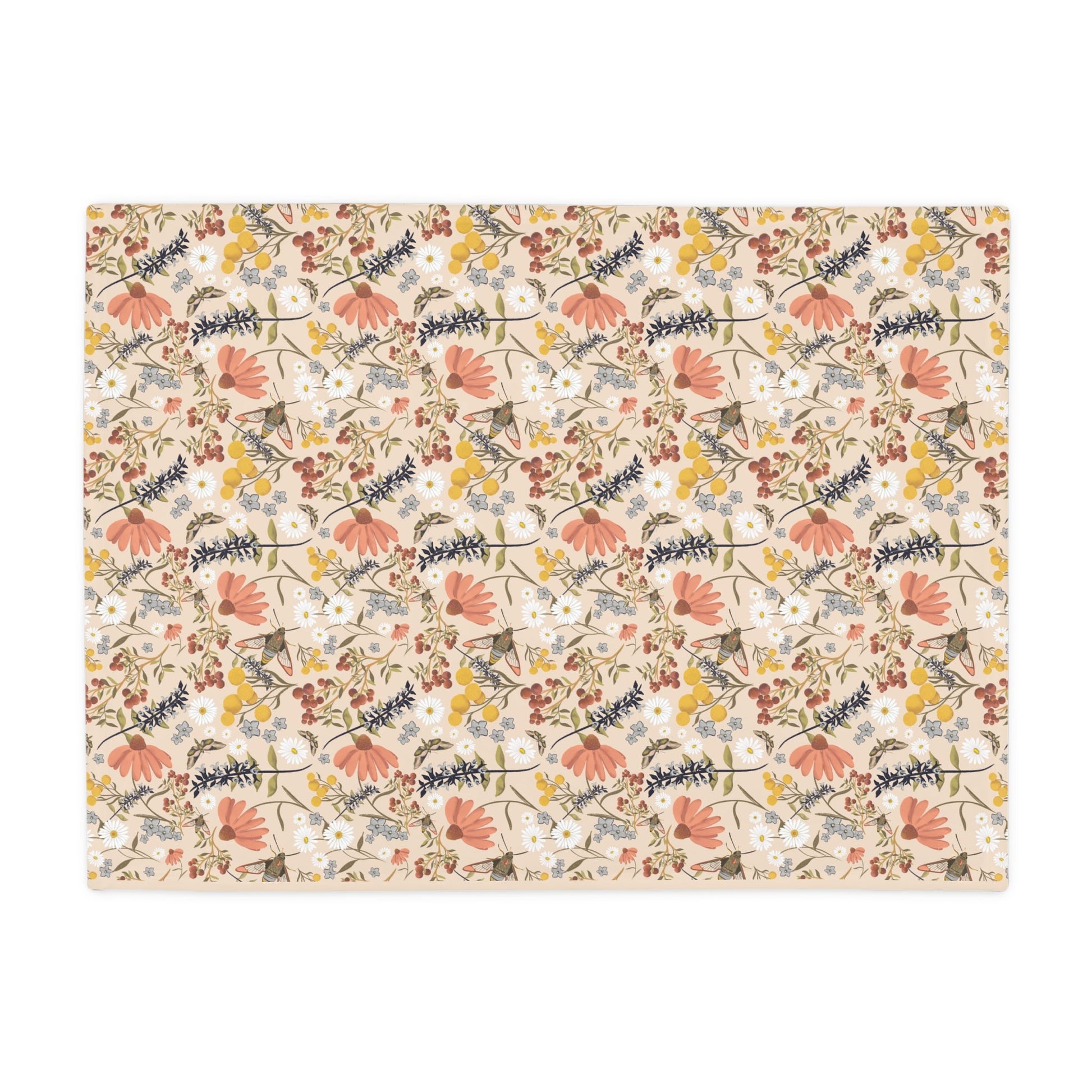 Wildflower whimsical pattern plush fleece throw blanket, super soft vintage cottagecore aesthetic - Solei Designs