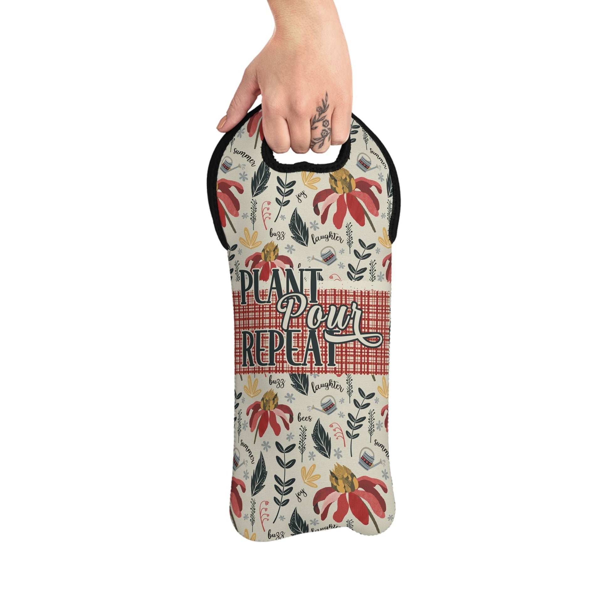 Wine or Water Bottle Tote Bag - Custom text available - Solei Designs