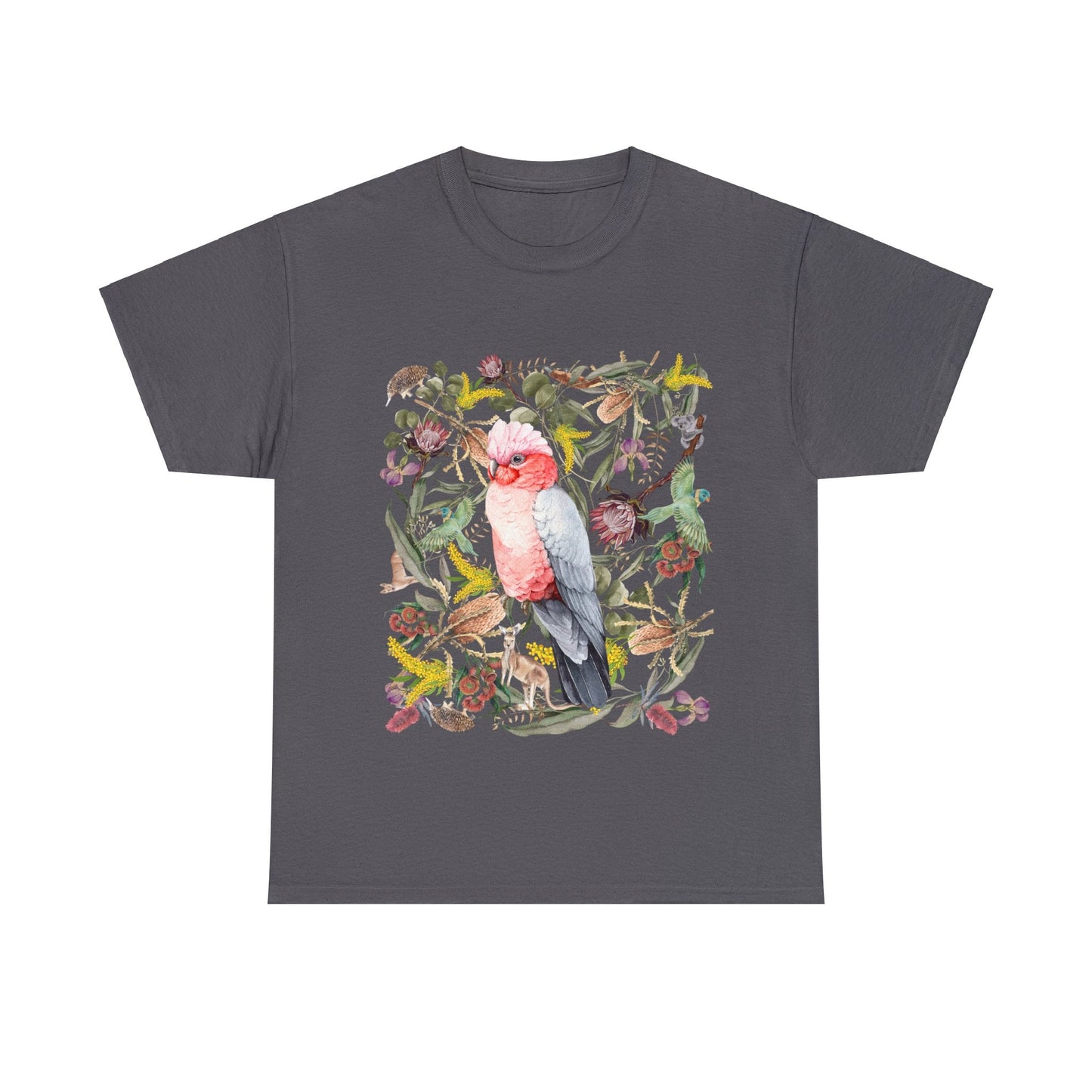 Australian pink Galah, Made In Australia, t shirt, gift idea, birds, nature, boho, cottage core, for mum, mothers day, native, wildlife - Solei Designs