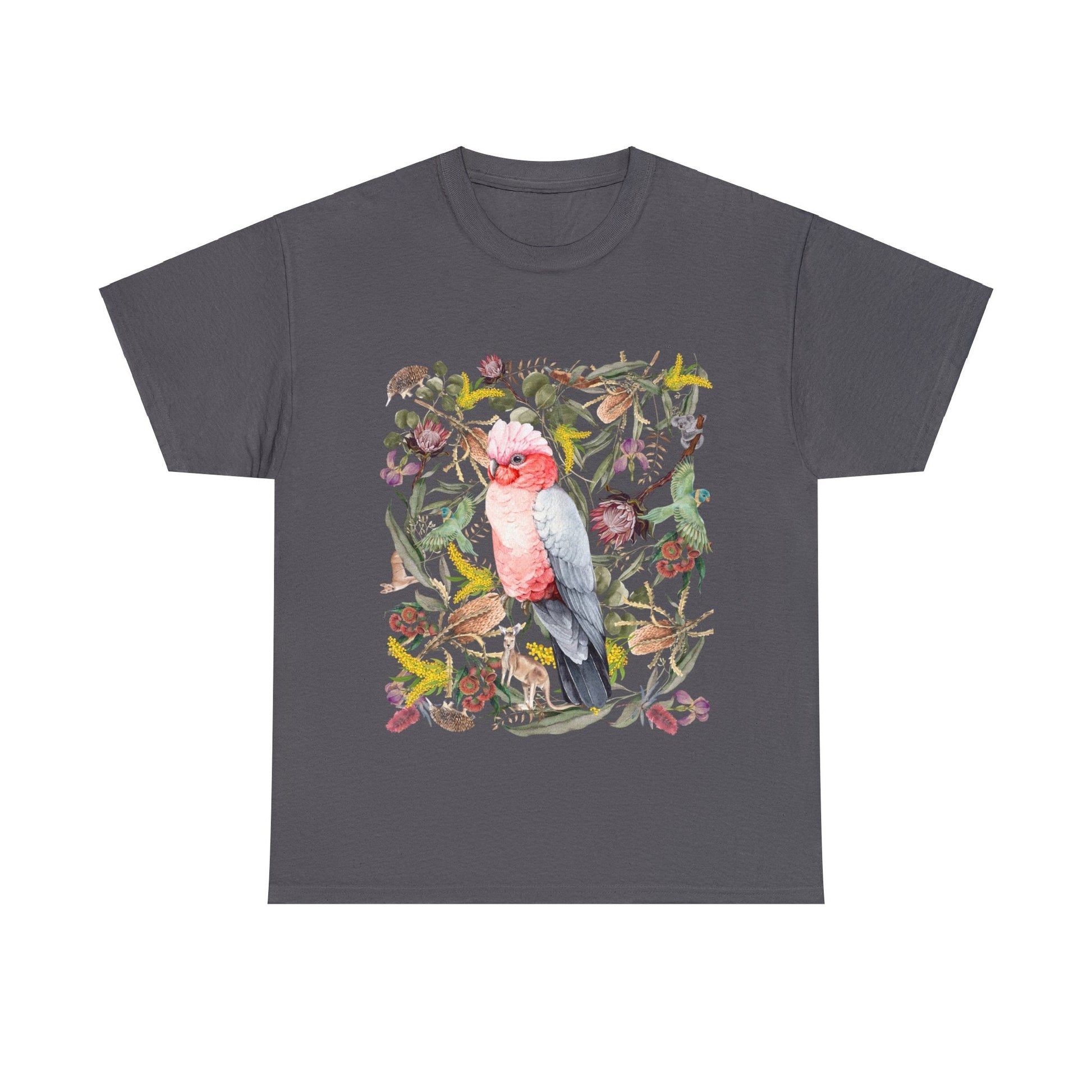 Australian pink Galah, Made In Australia, t shirt, gift idea, birds, nature, boho, cottage core, for mum, mothers day, native, wildlife - Solei Designs