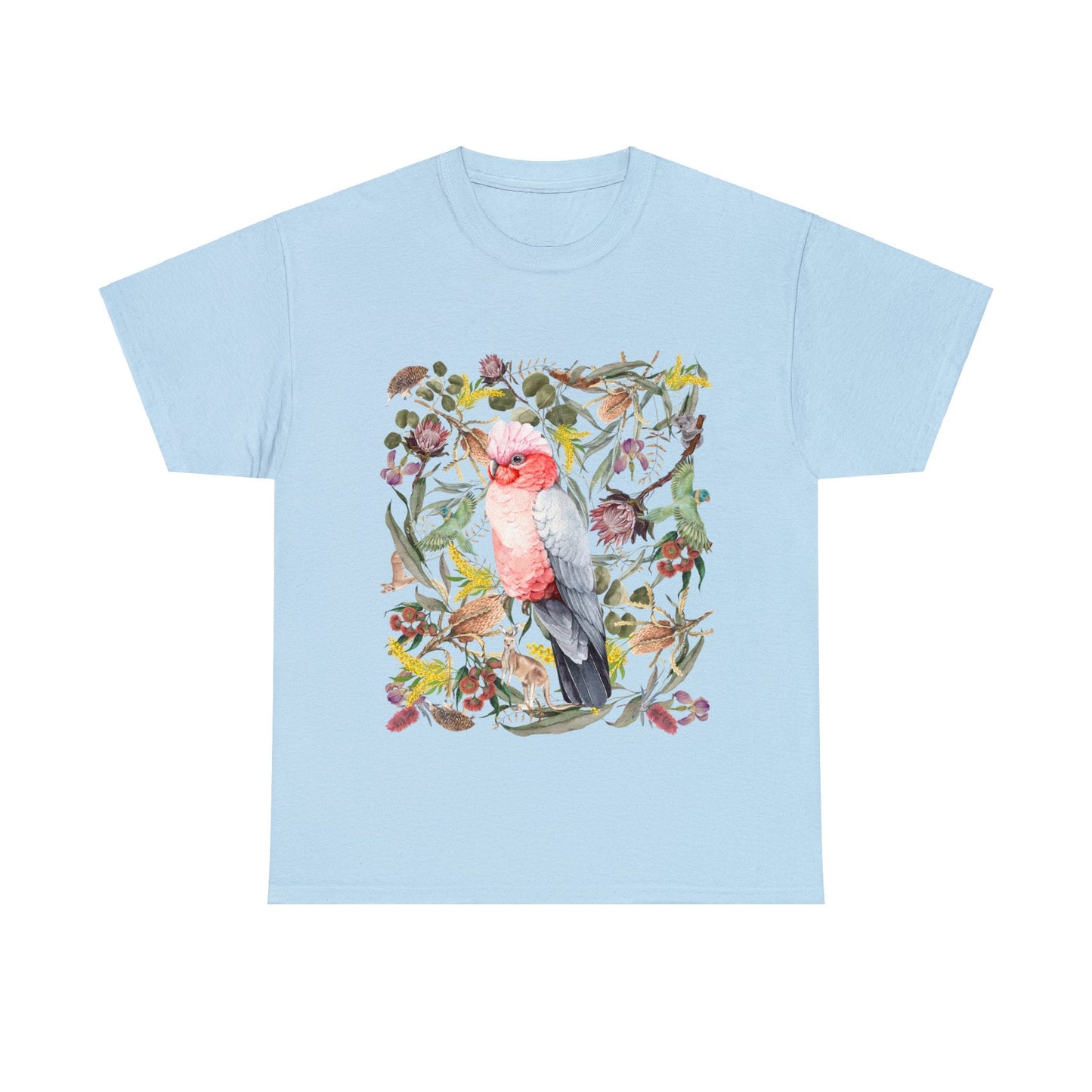 Australian pink Galah, Made In Australia, t shirt, gift idea, birds, nature, boho, cottage core, for mum, mothers day, native, wildlife - Solei Designs