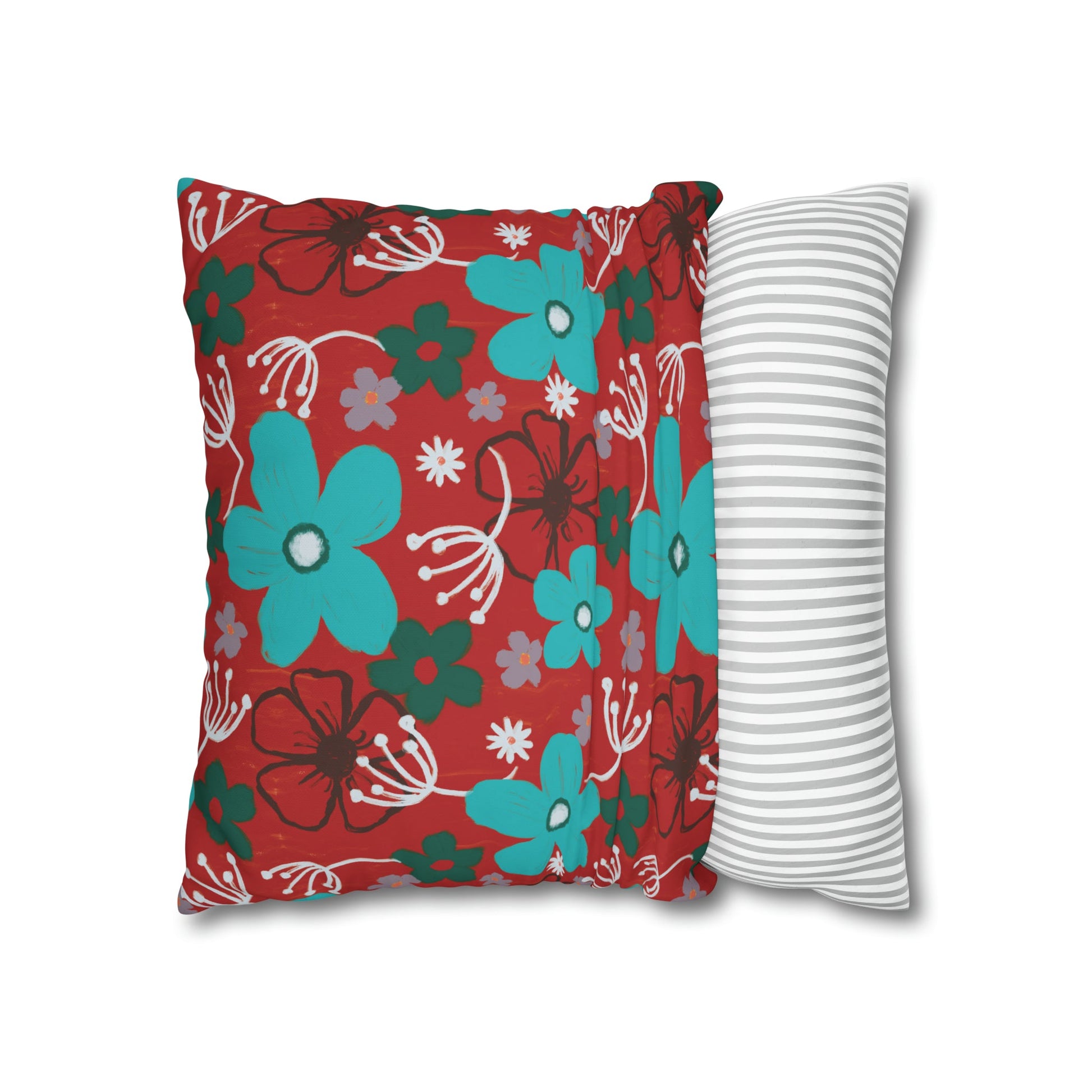 Cheerful floral series large painterly style bold floral print cushion cover - Solei Designs