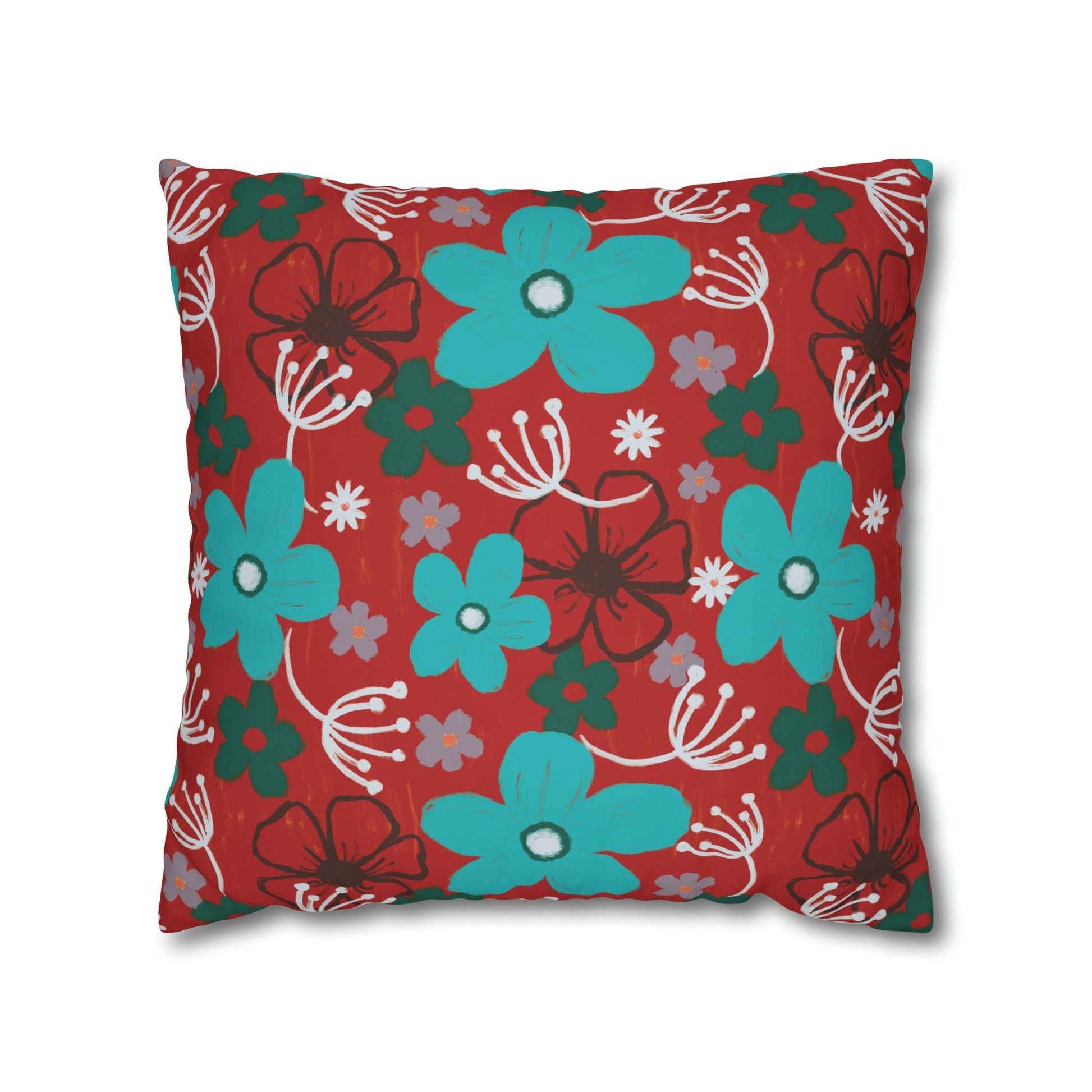 Cheerful floral series large painterly style bold floral print cushion cover - Solei Designs