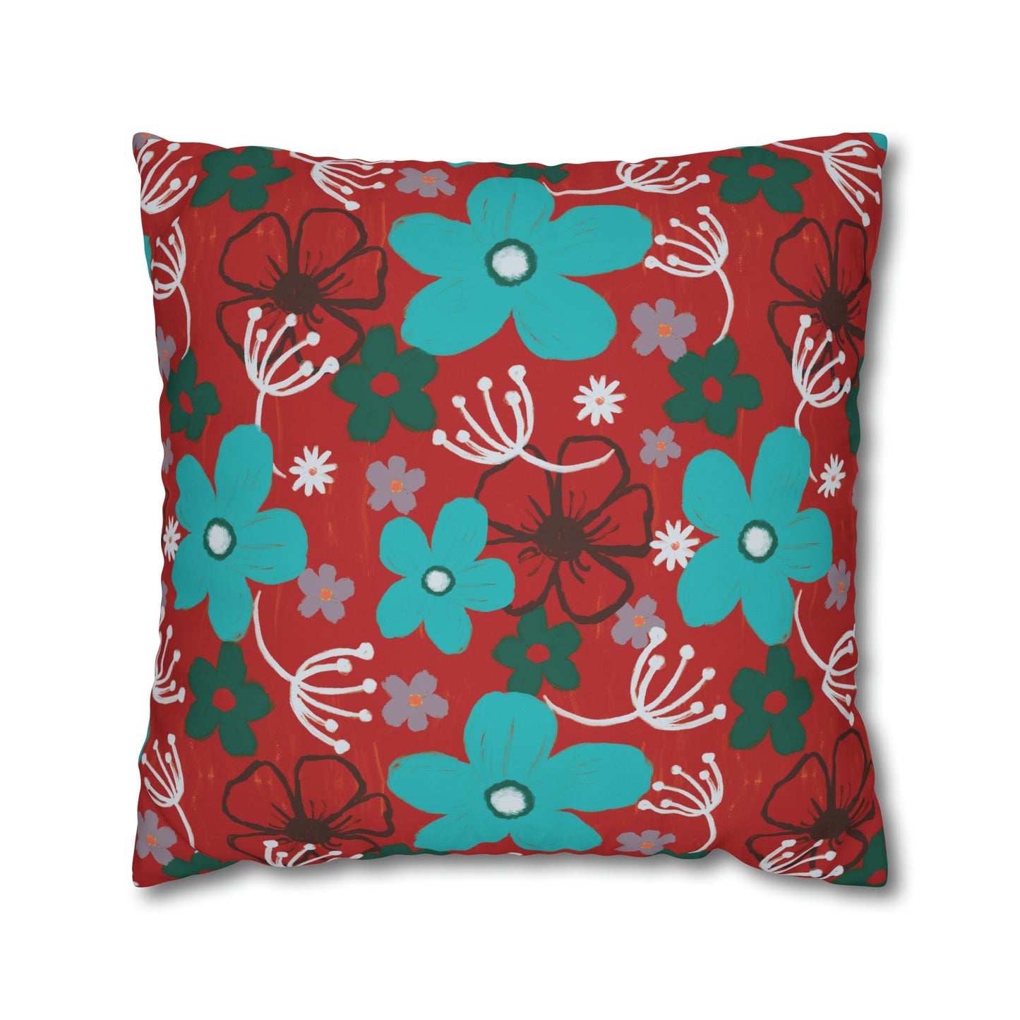 Cheerful floral series large painterly style bold floral print cushion cover - Solei Designs