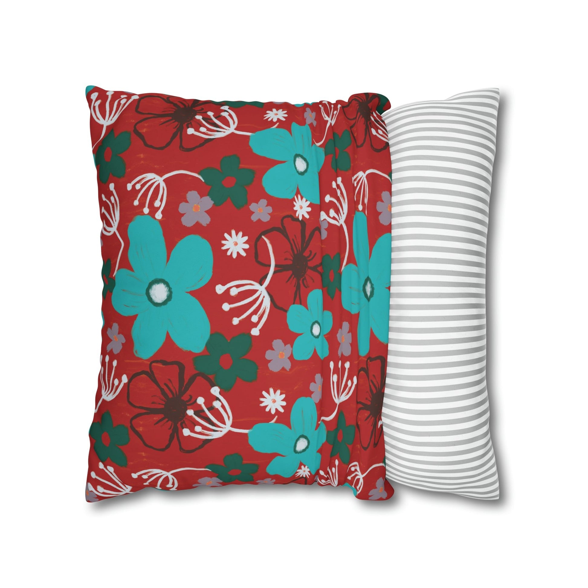 Cheerful floral series large painterly style bold floral print cushion cover - Solei Designs