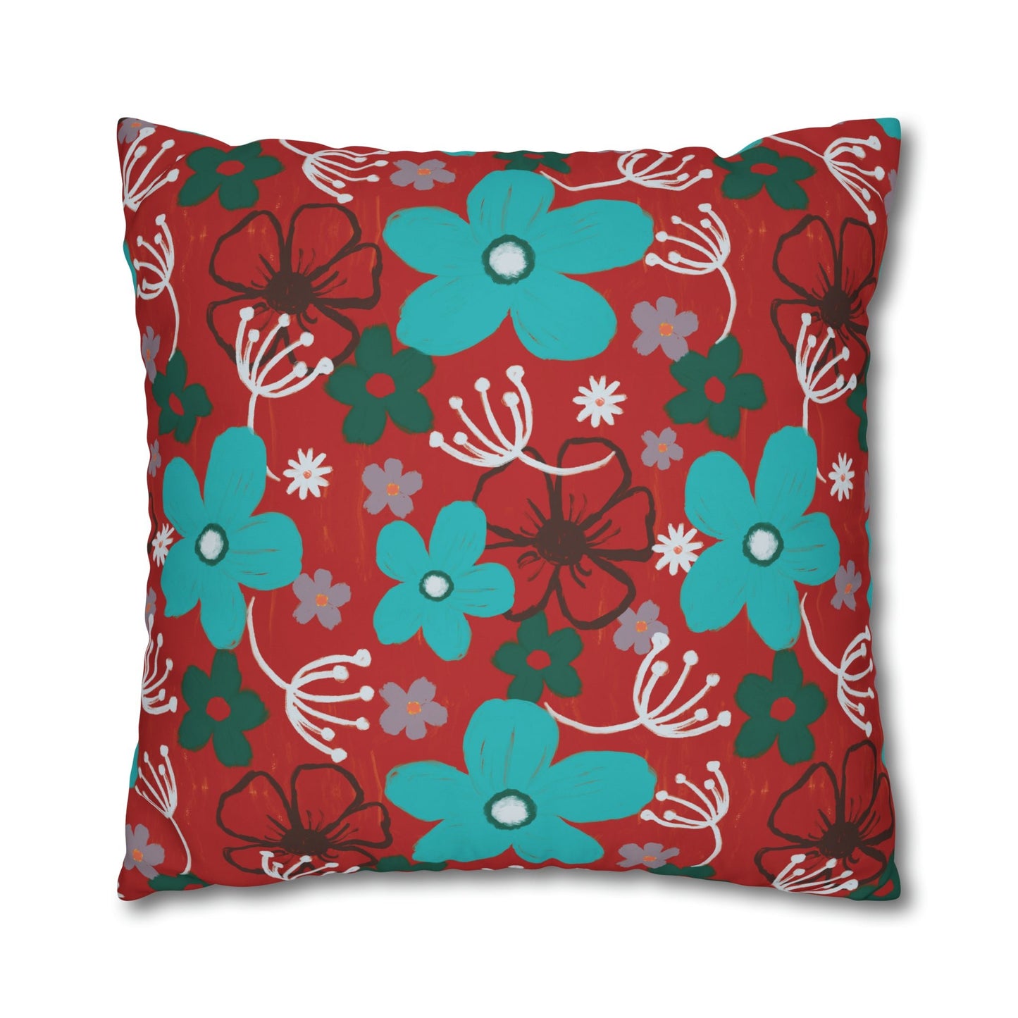 Cheerful floral series large painterly style bold floral print cushion cover - Solei Designs