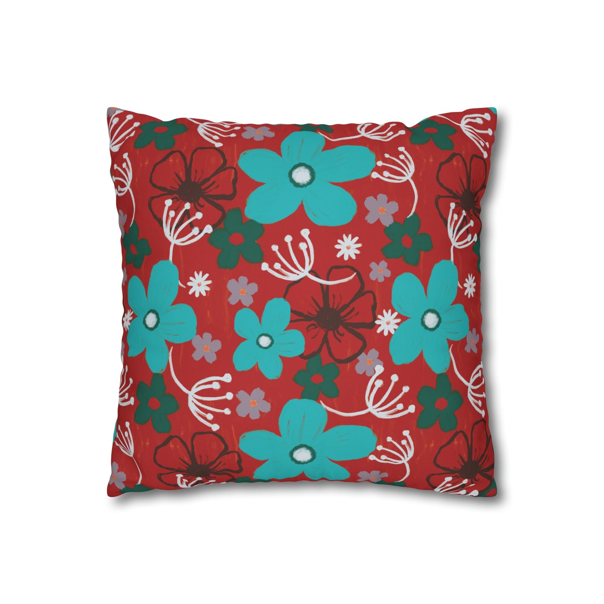 Cheerful floral series large painterly style bold floral print cushion cover - Solei Designs