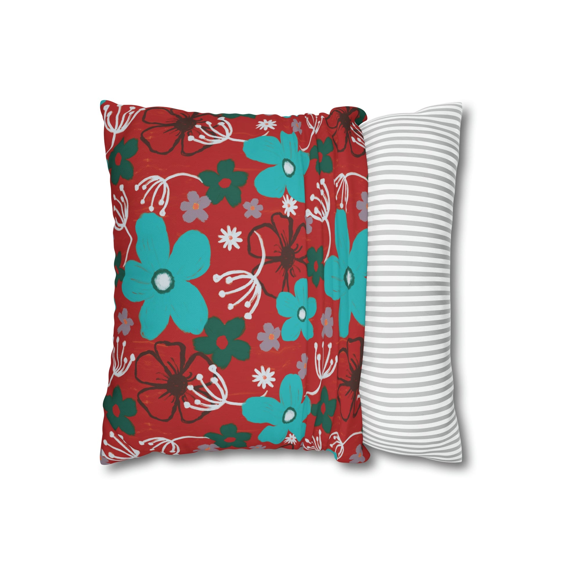 Cheerful floral series large painterly style bold floral print cushion cover - Solei Designs