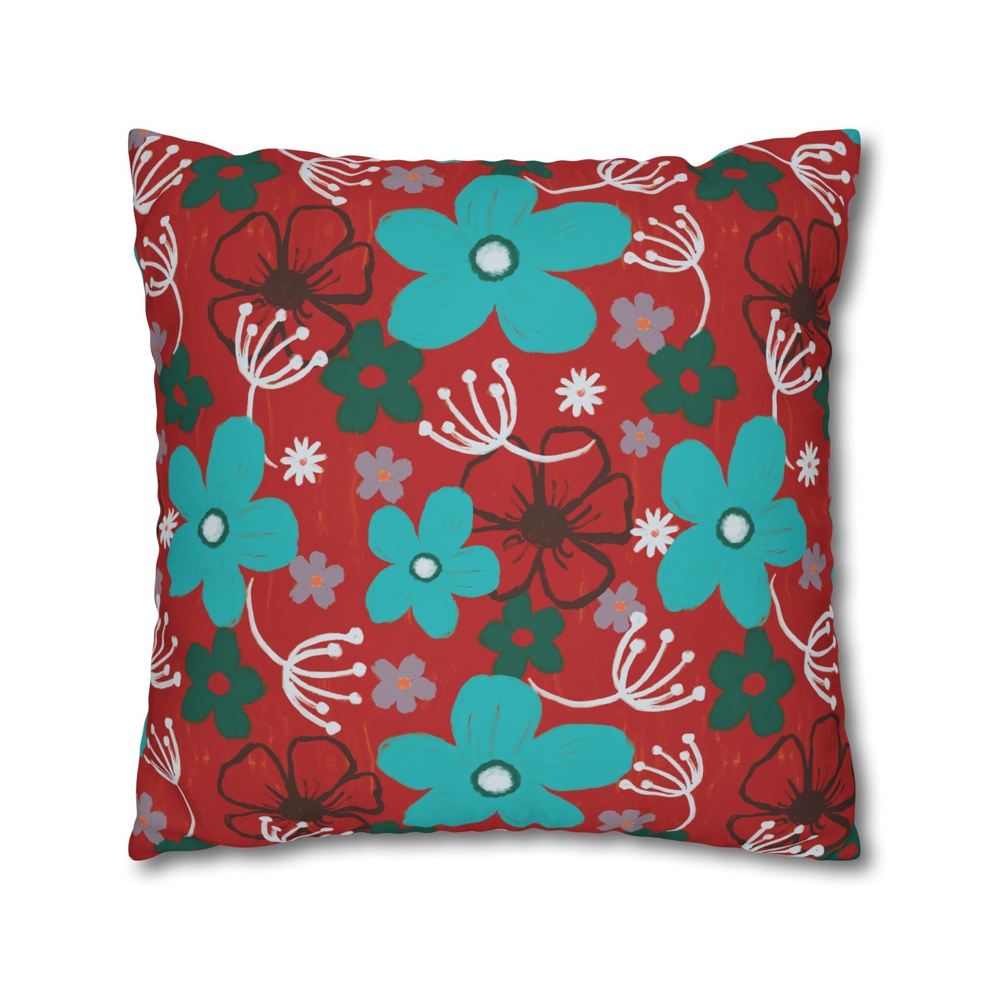 Cheerful floral series large painterly style bold floral print cushion cover - Solei Designs