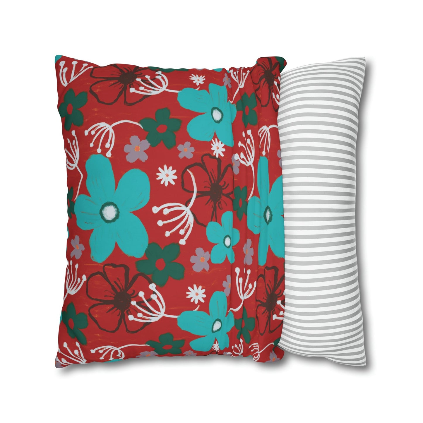 Cheerful floral series large painterly style bold floral print cushion cover - Solei Designs