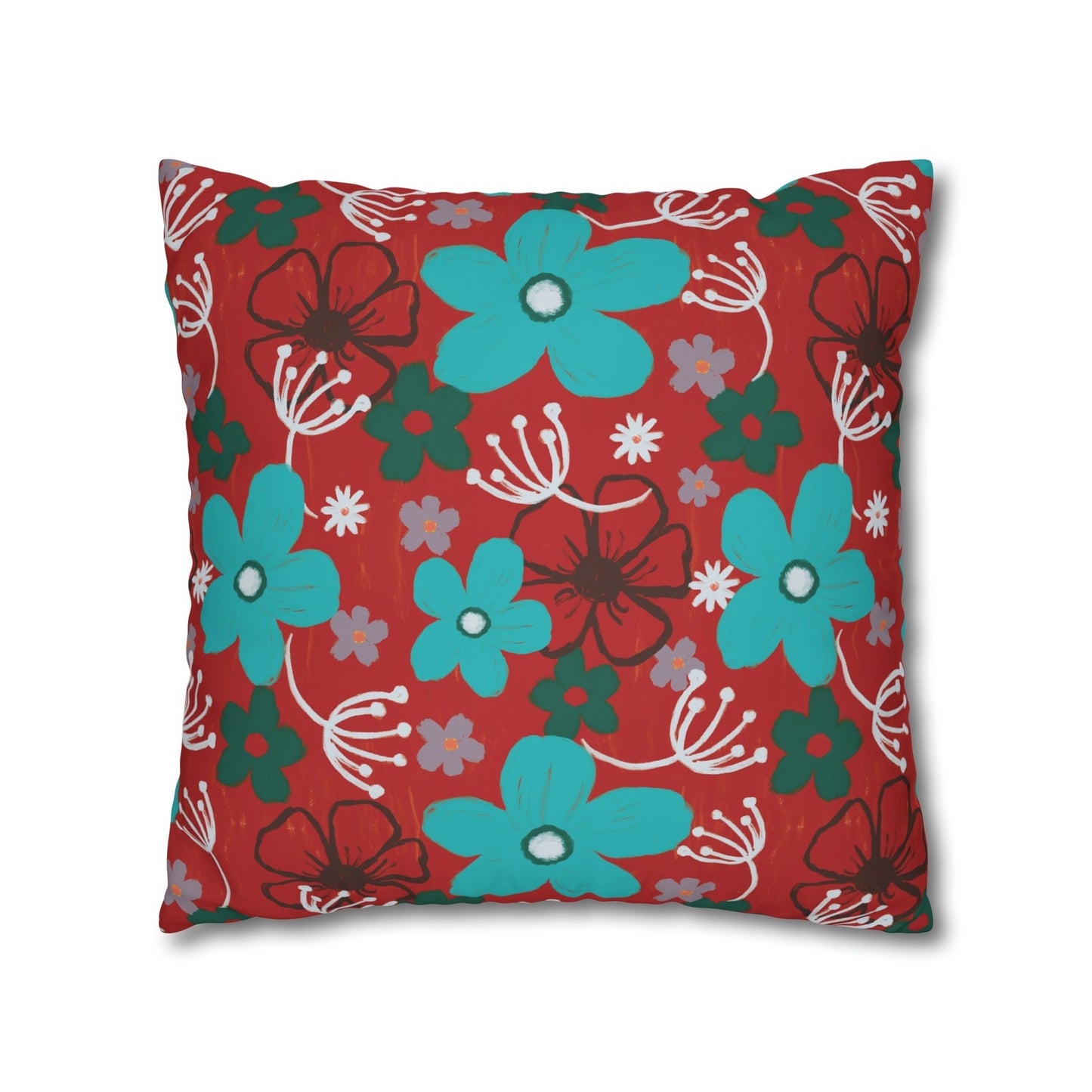 Cheerful floral series large painterly style bold floral print cushion cover - Solei Designs