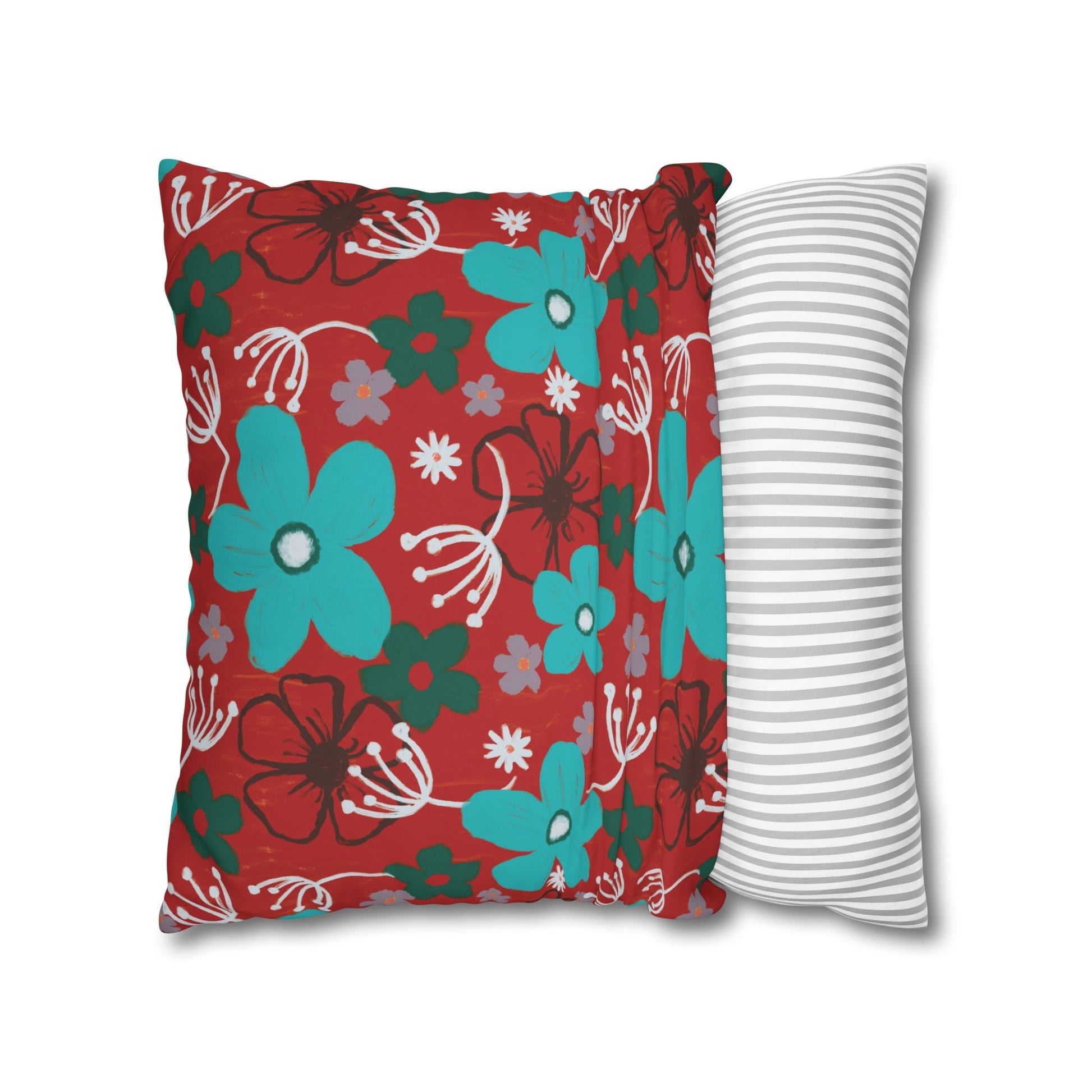 Cheerful floral series large painterly style bold floral print cushion cover - Solei Designs