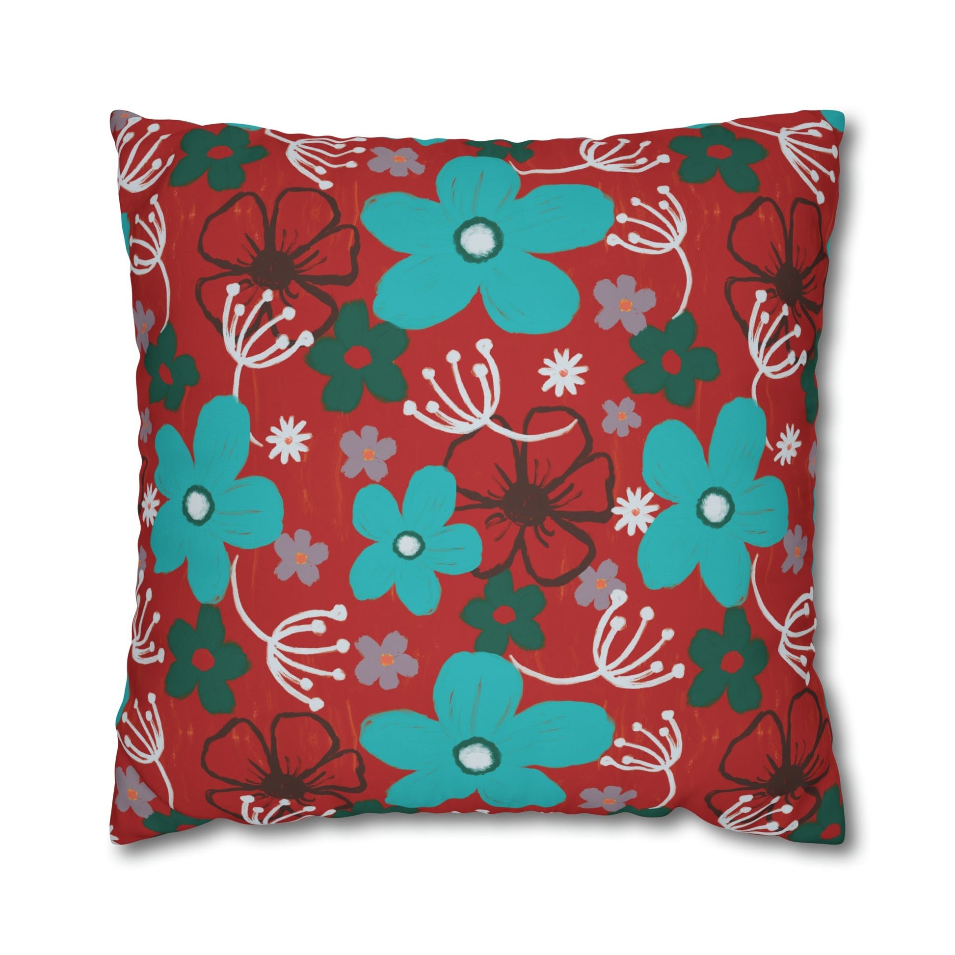 Cheerful floral series large painterly style bold floral print cushion cover - Solei Designs