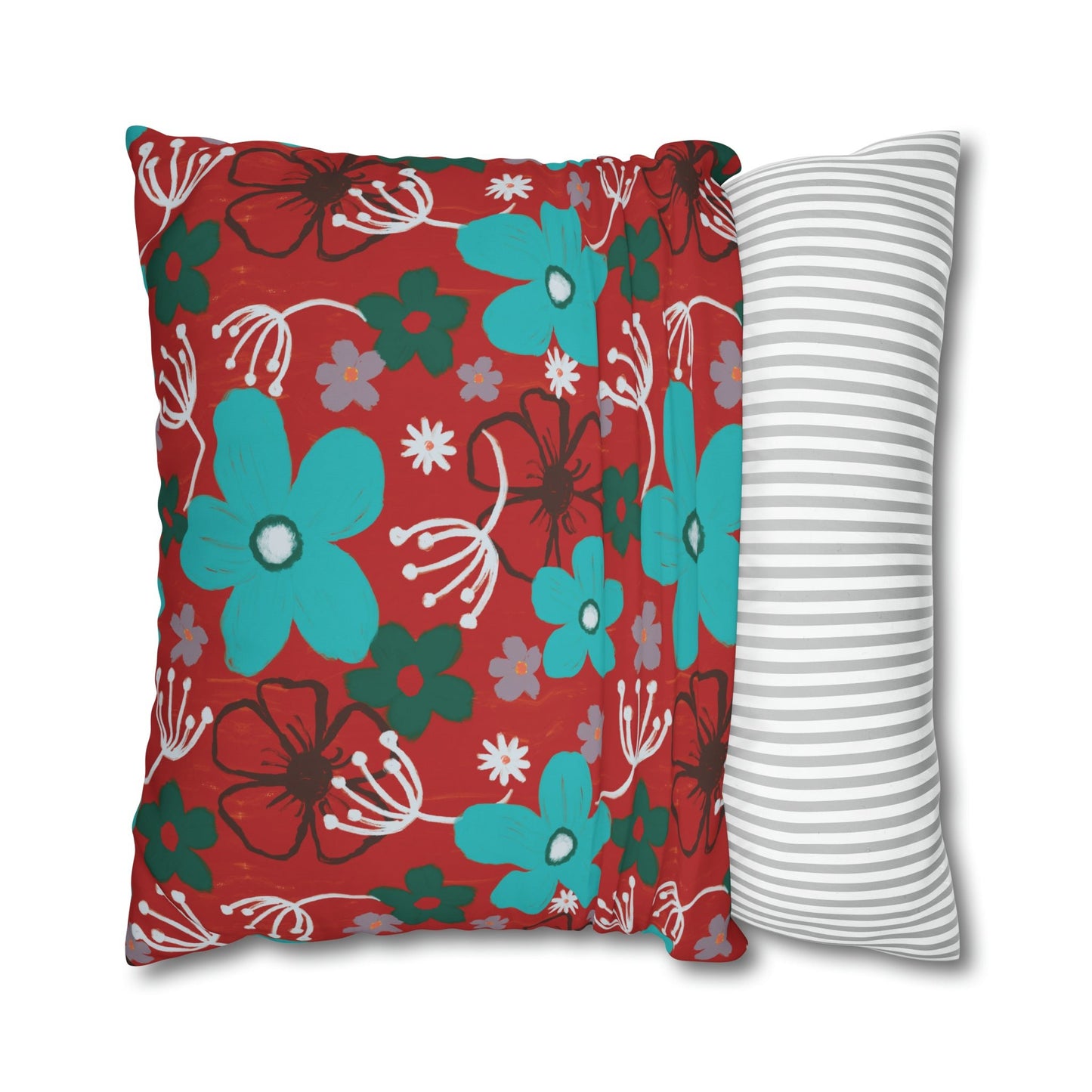 Cheerful floral series large painterly style bold floral print cushion cover - Solei Designs