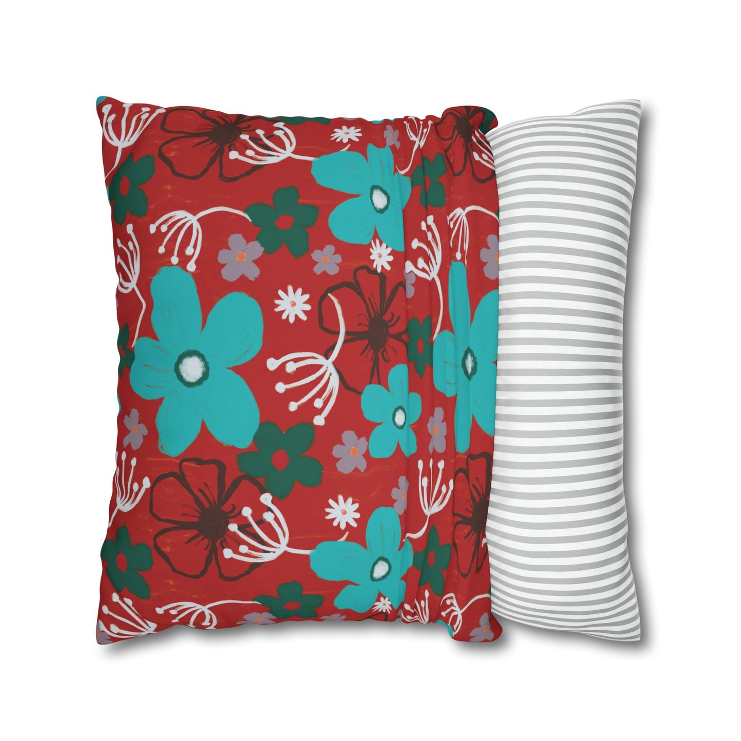 Cheerful floral series large painterly style bold floral print cushion cover - Solei Designs