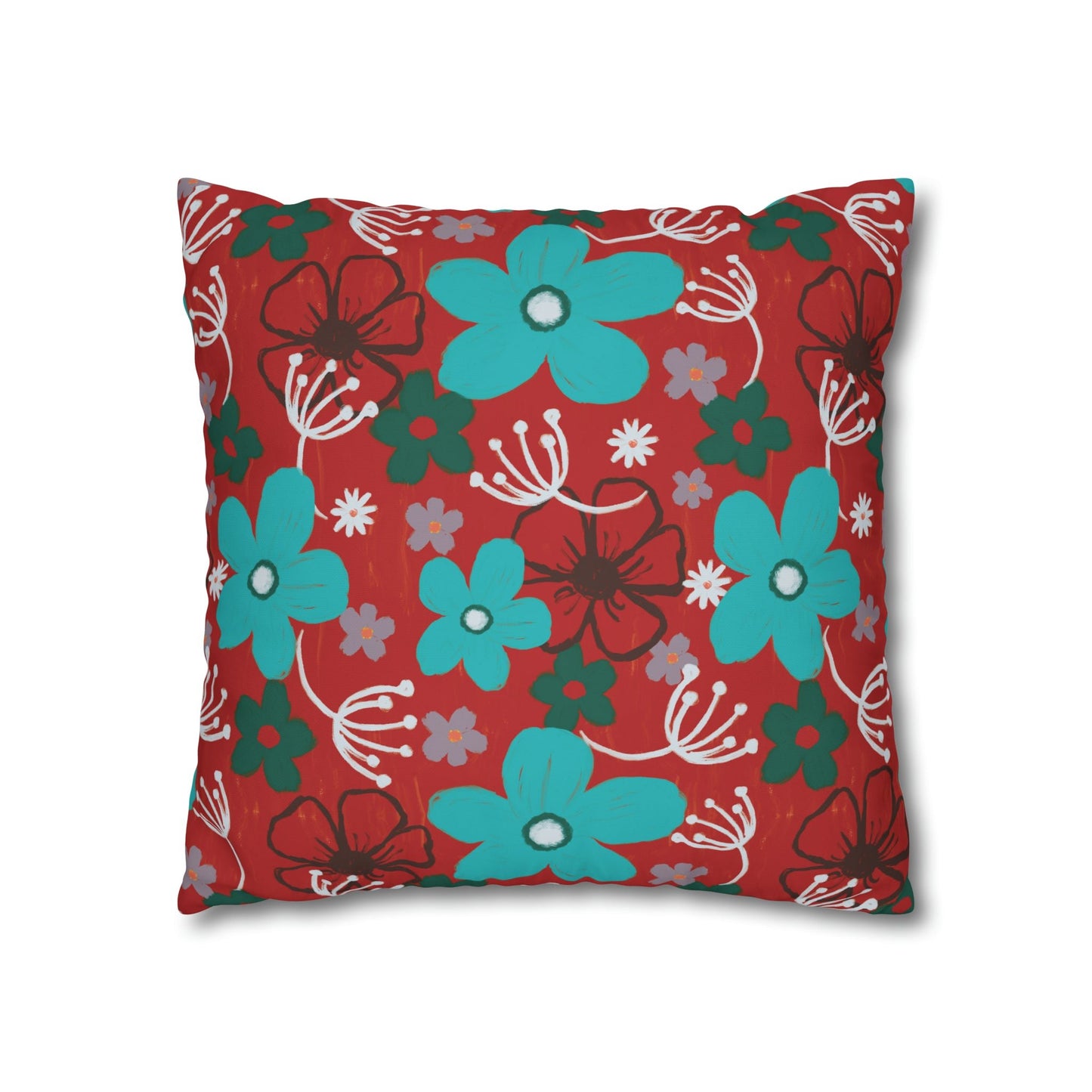 Cheerful floral series large painterly style bold floral print cushion cover - Solei Designs