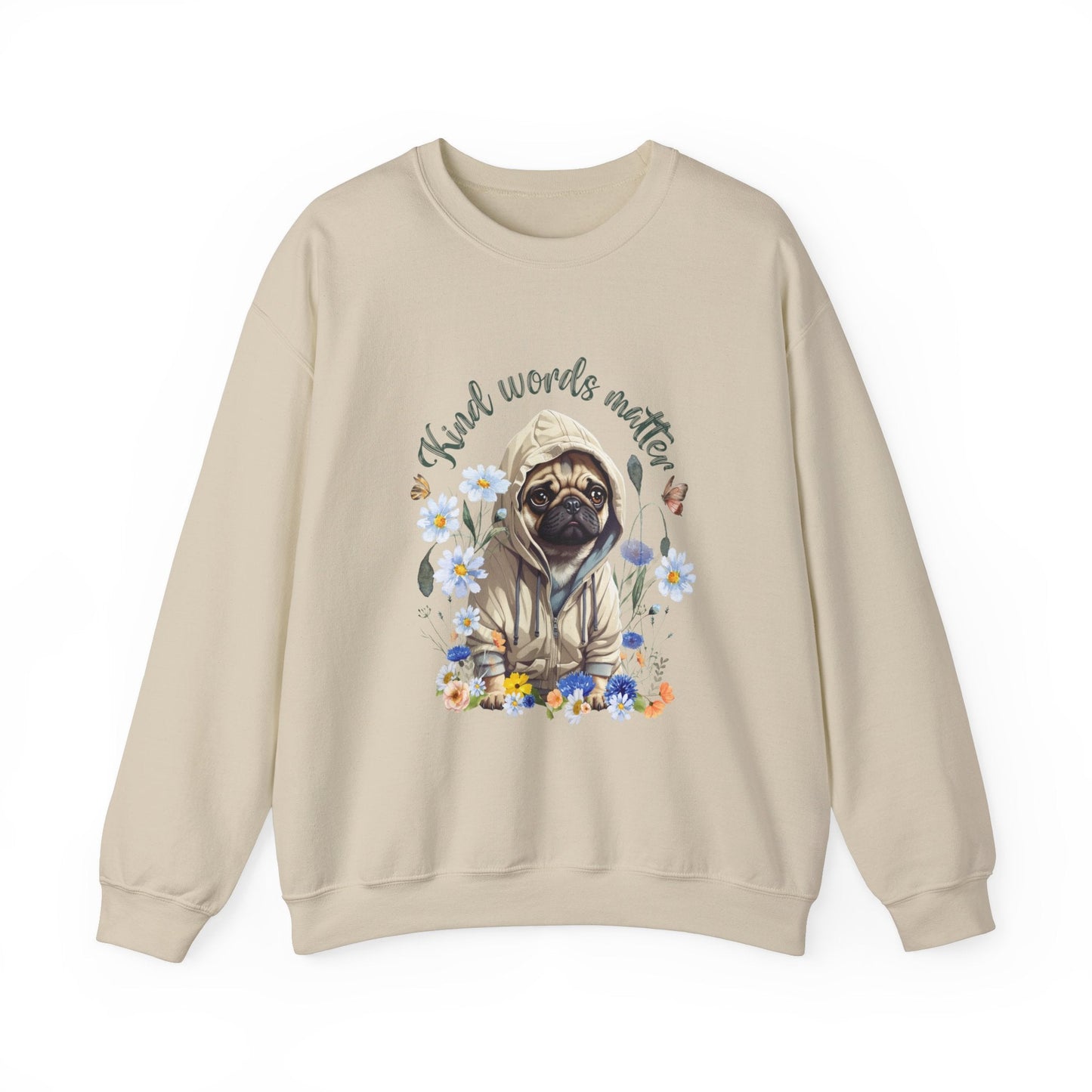 Kind Word Matter cute pug dog sweater - comfy self expressive clothing with a positive message - Solei Designs