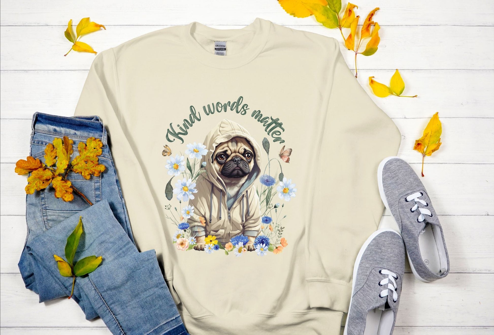 Kind Word Matter cute pug dog sweater - comfy self expressive clothing with a positive message - Solei Designs